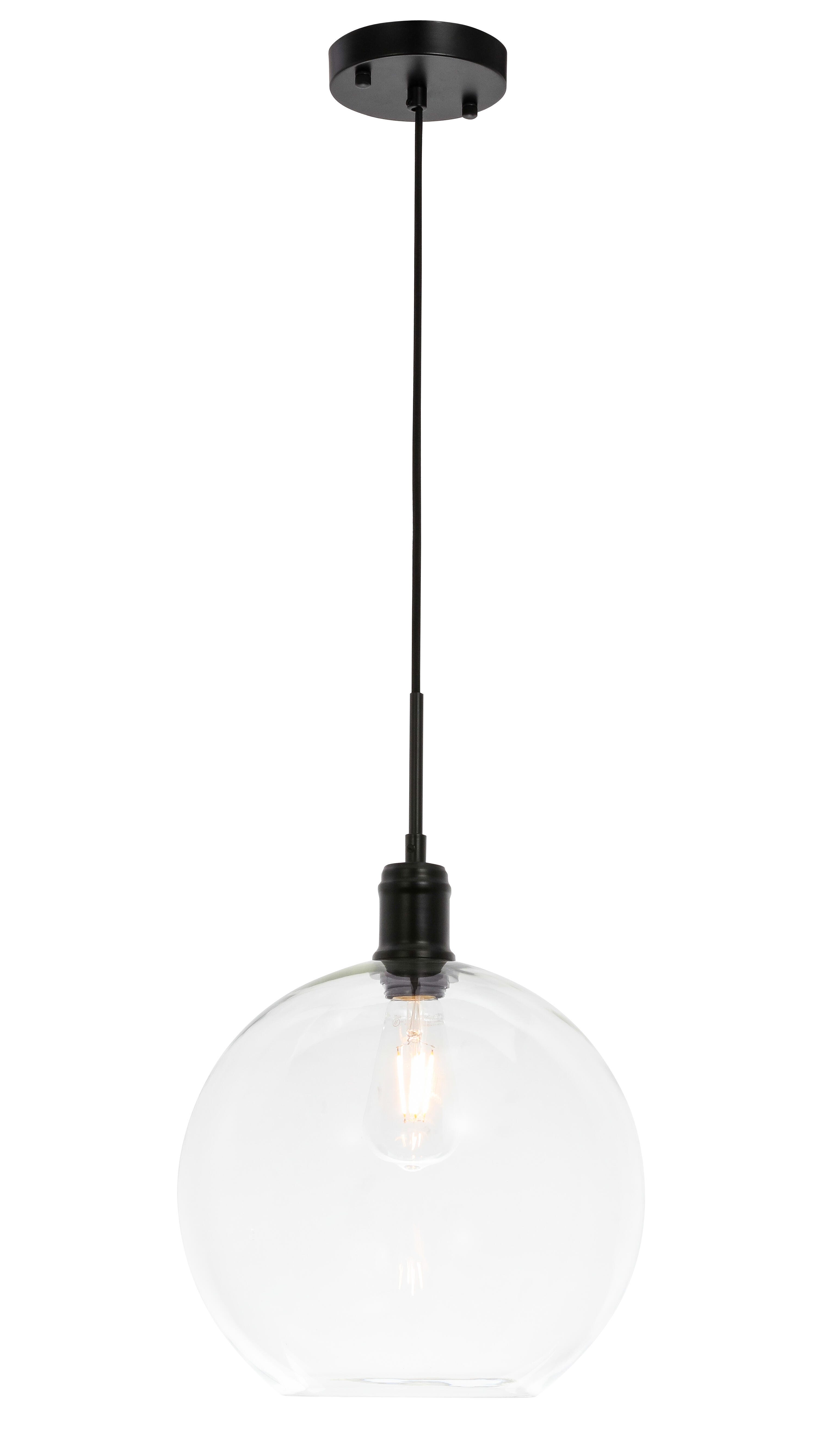 Living District Emett 1 Light Black And Clear Glass Pendant, Black/Clear, large