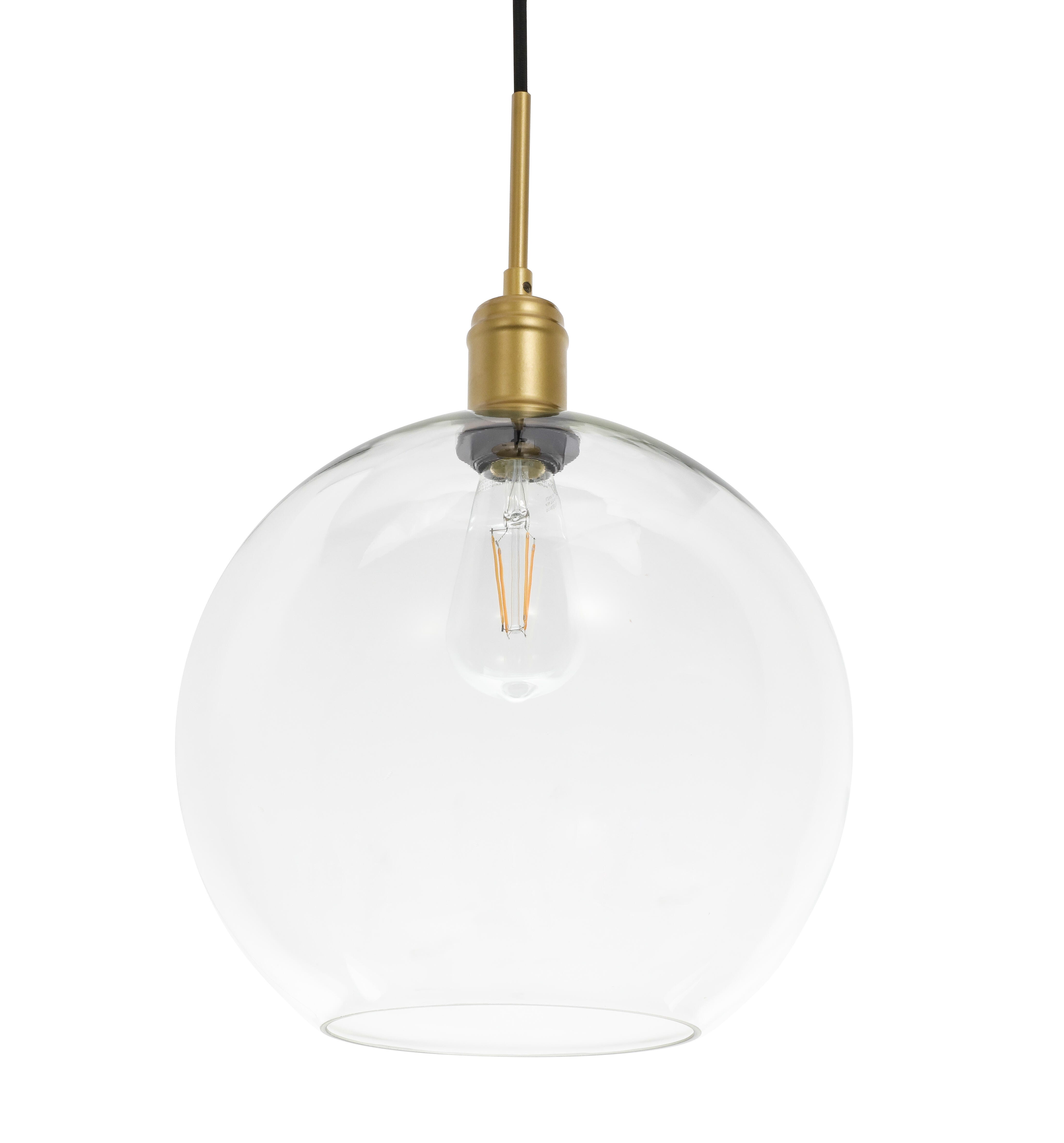 Living District Emett 1 Light Brass And Clear Glass Pendant, Brass/Clear, large
