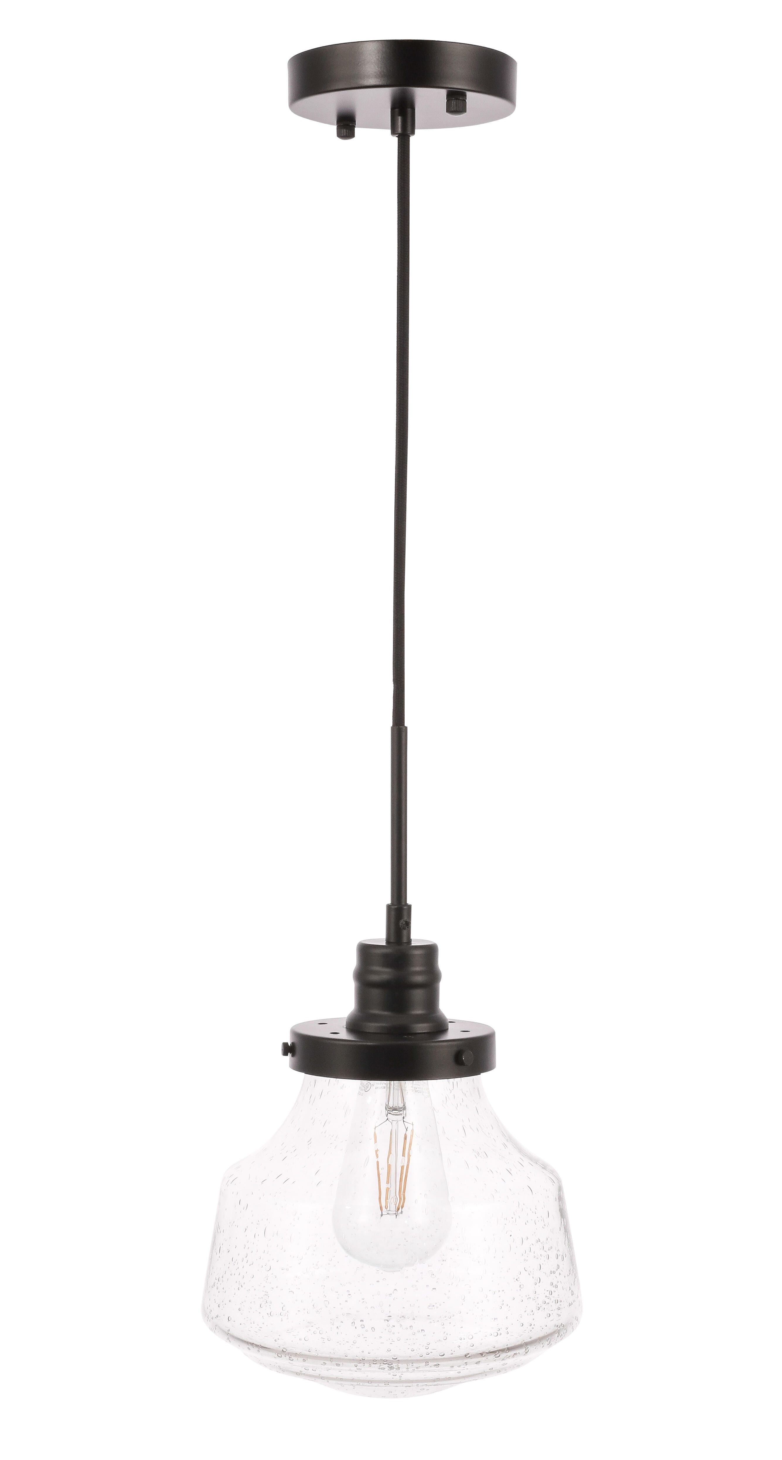 Living District Lyle 1 Light Black And Clear Seeded Glass Pendant, , large
