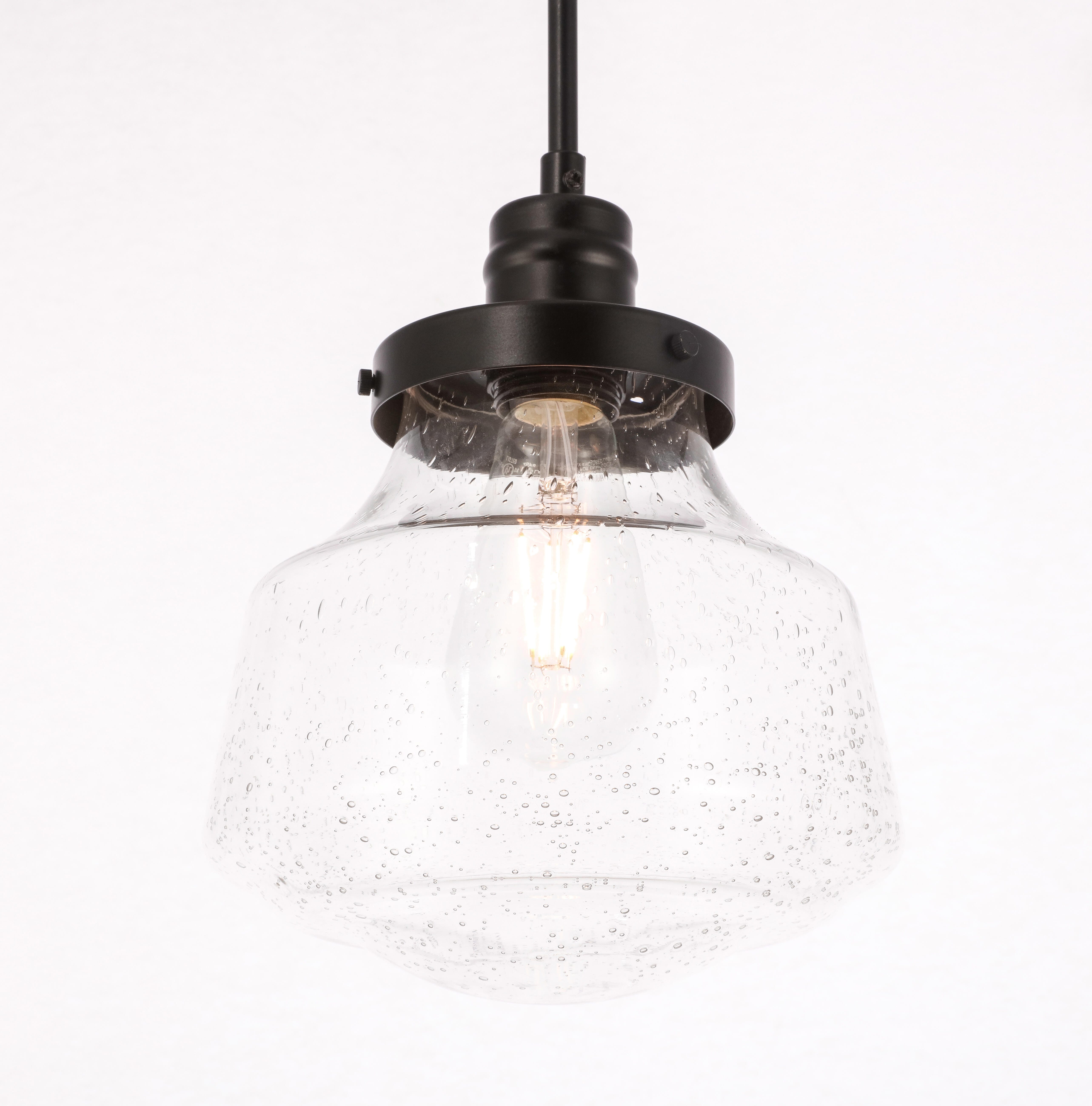 Living District Lyle 1 Light Black And Clear Seeded Glass Pendant, , large