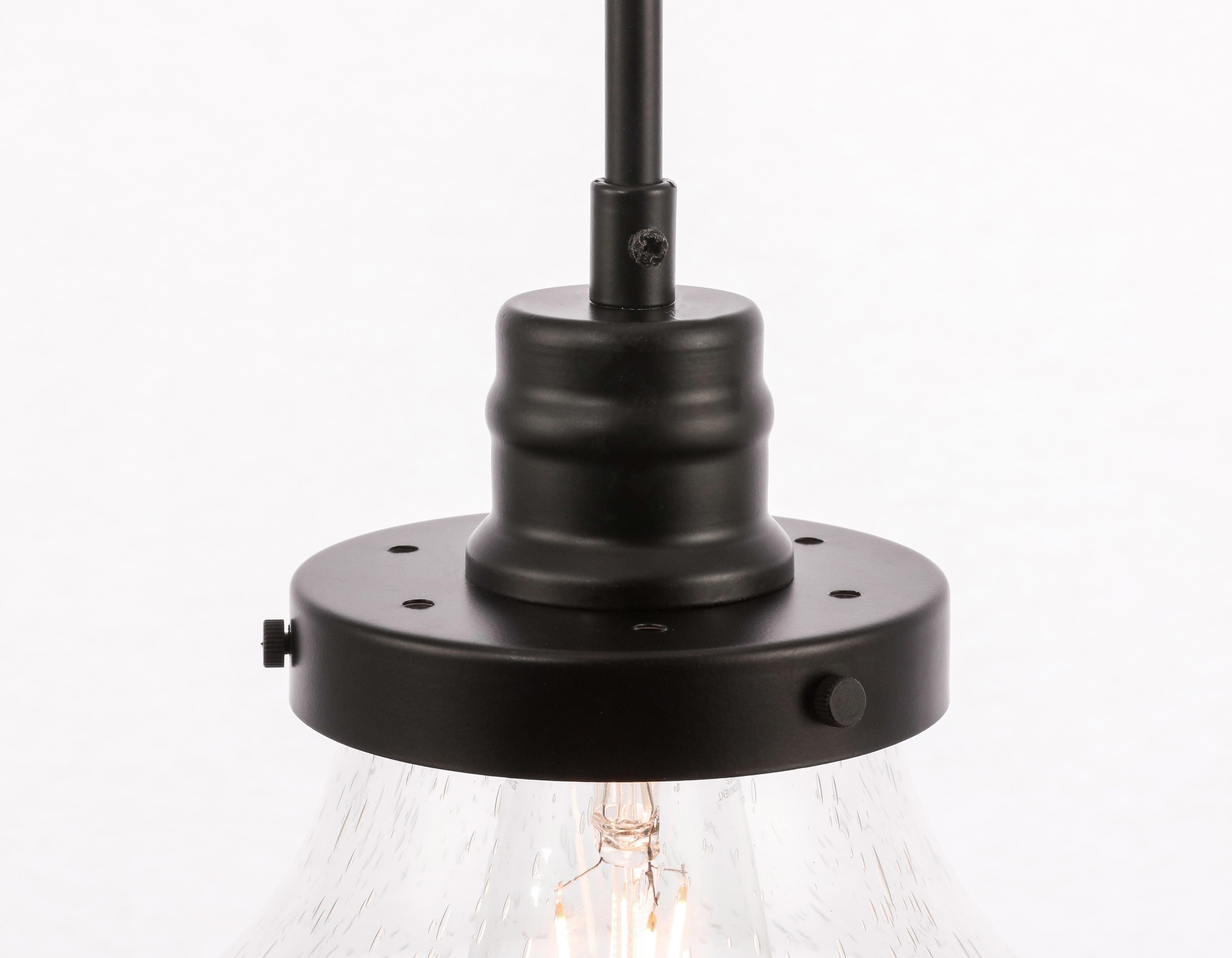 Living District Lyle 1 Light Black And Clear Seeded Glass Pendant, , large