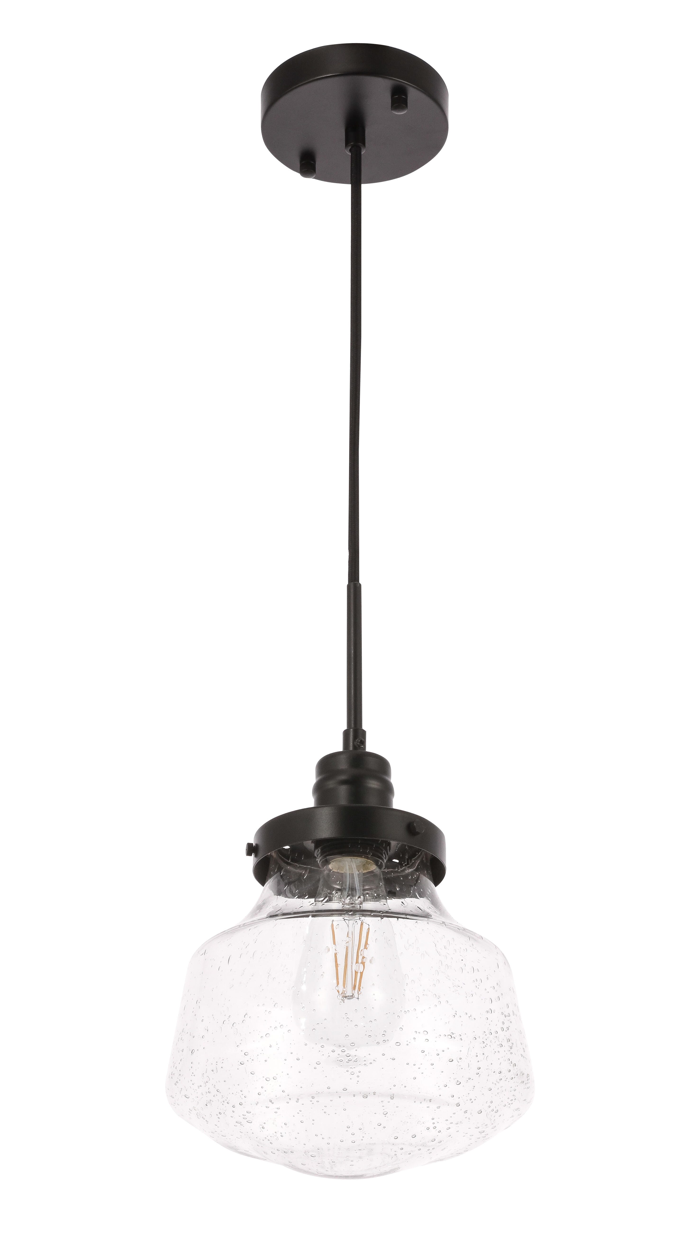 Living District Lyle 1 Light Black And Clear Seeded Glass Pendant, , large