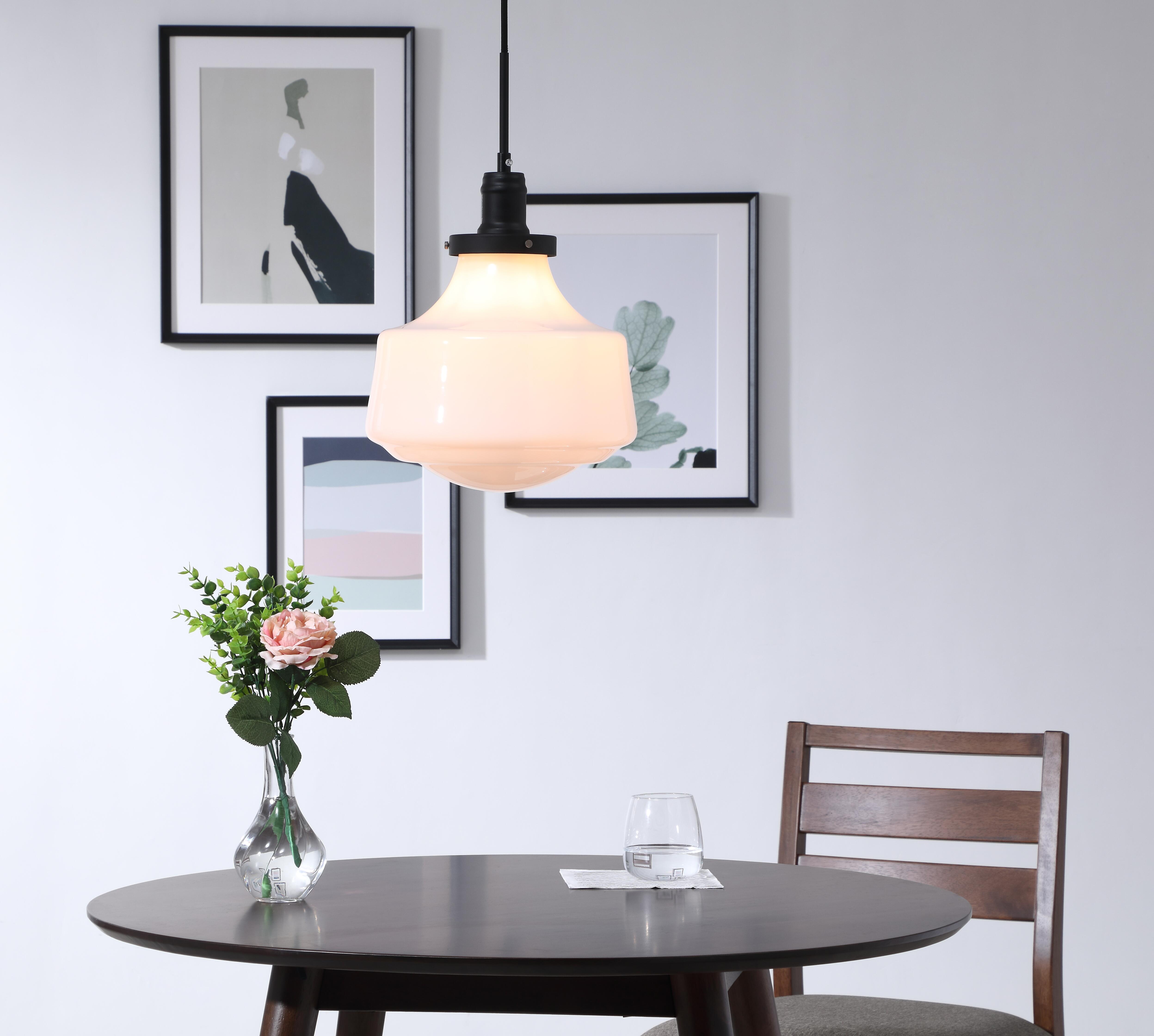 Living District Lyle 1 Light Black And Frosted White Glass Pendant, Black/Frosted White, rollover