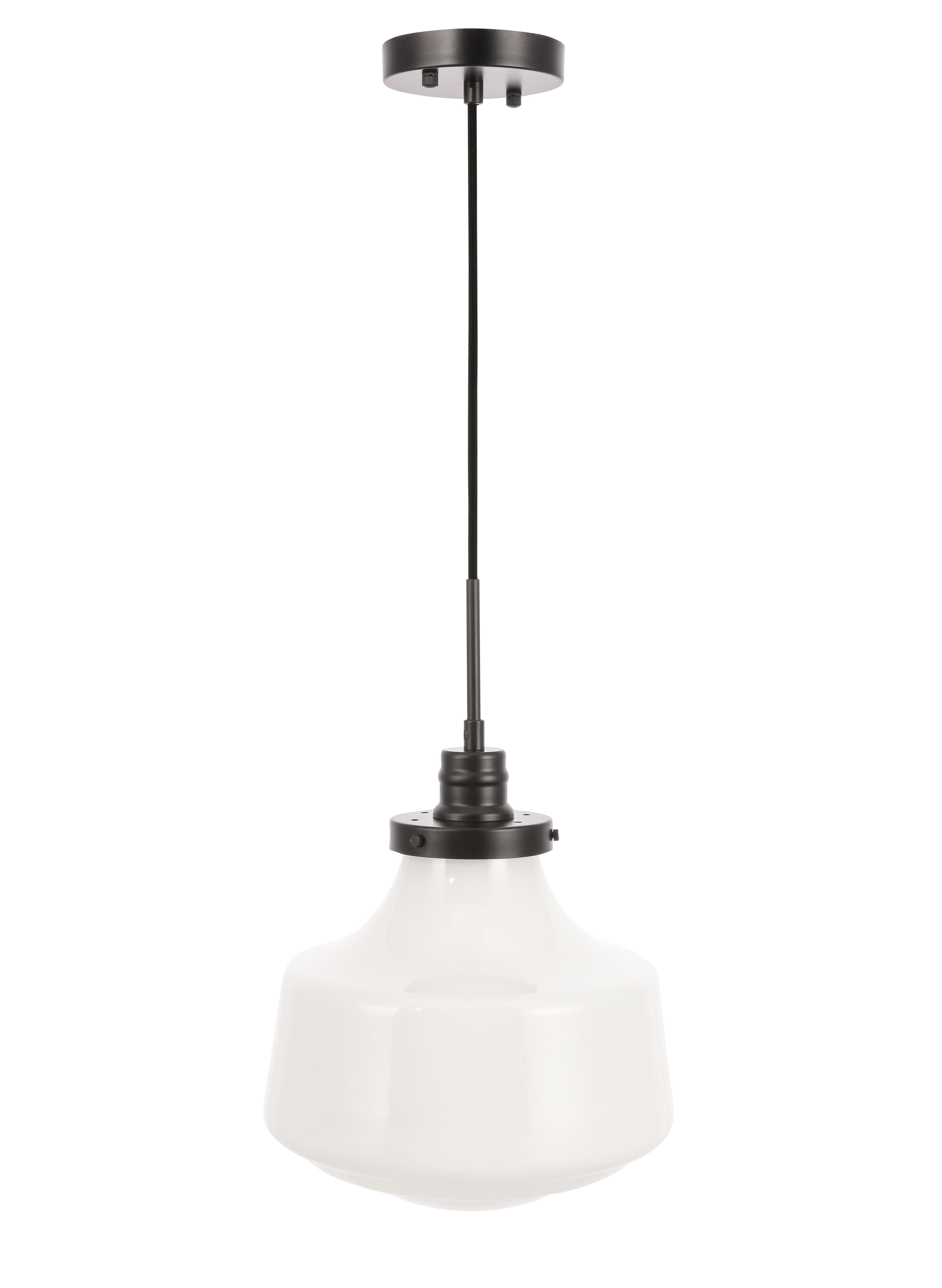 Living District Lyle 1 Light Black And Frosted White Glass Pendant, Black/Frosted White, large