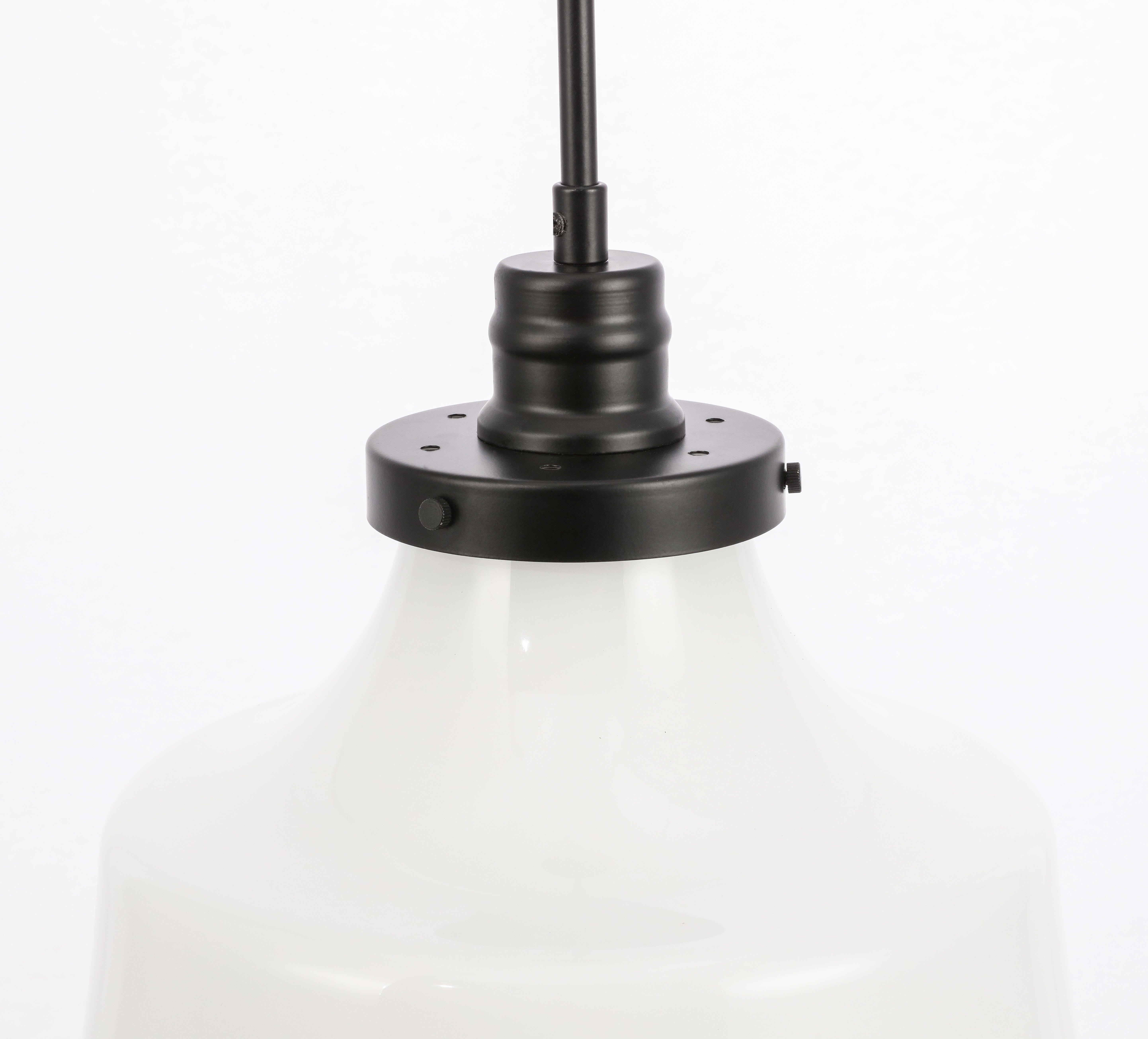 Living District Lyle 1 Light Black And Frosted White Glass Pendant, Black/Frosted White, large