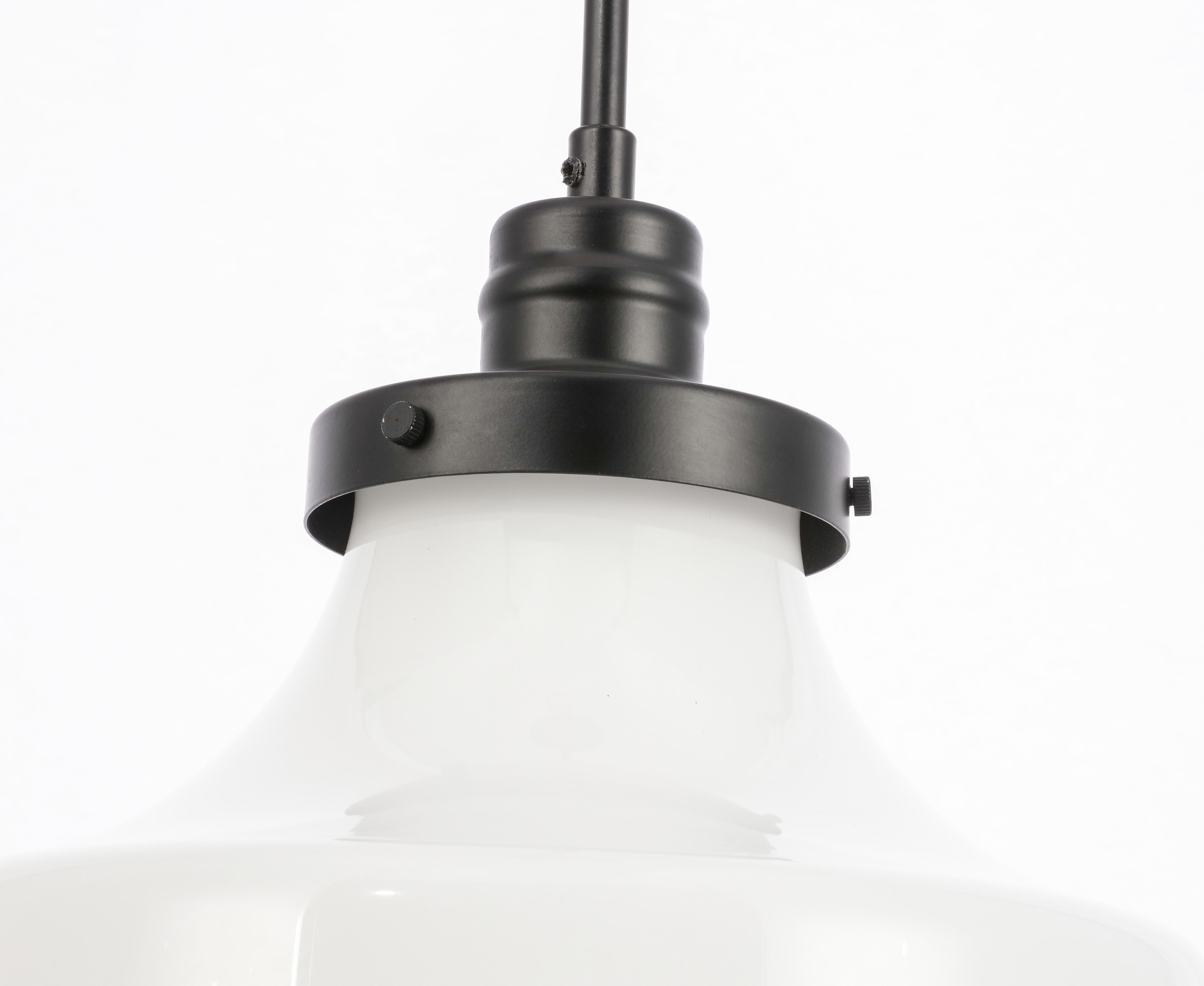Living District Lyle 1 Light Black And Frosted White Glass Pendant, Black/Frosted White, large