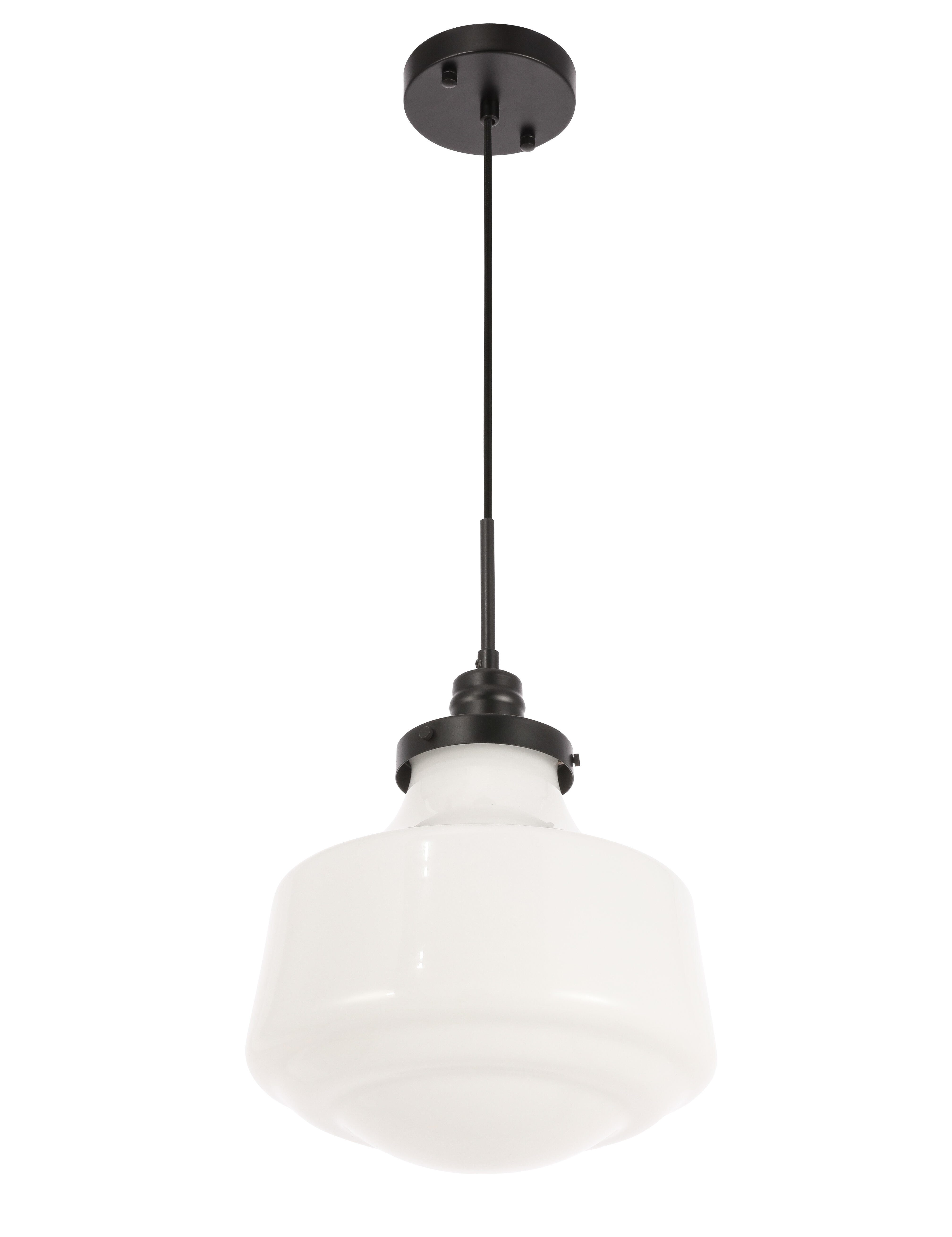 Living District Lyle 1 Light Black And Frosted White Glass Pendant, Black/Frosted White, large