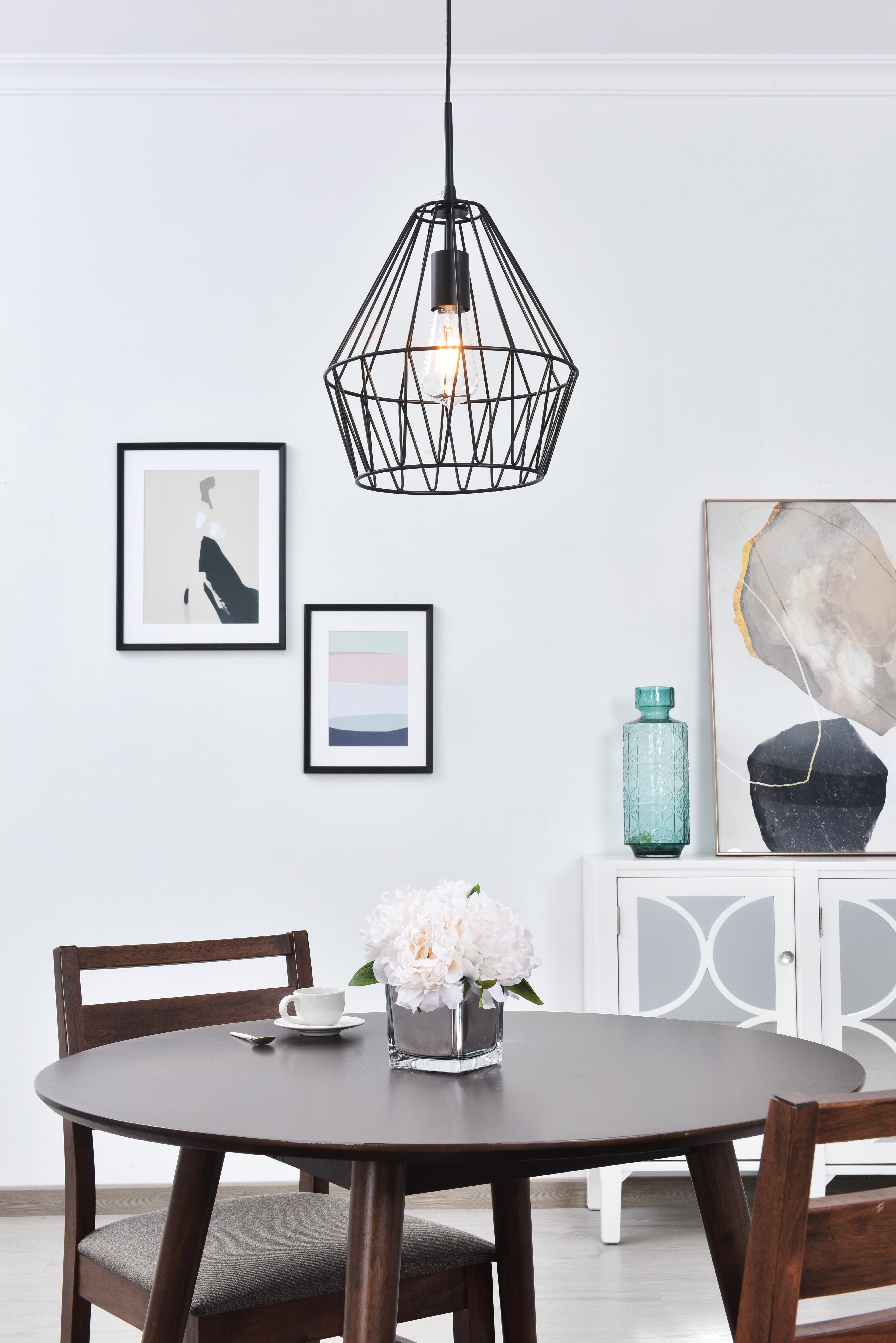 Living District Candor 1 Light Black Pendant, Black, rollover
