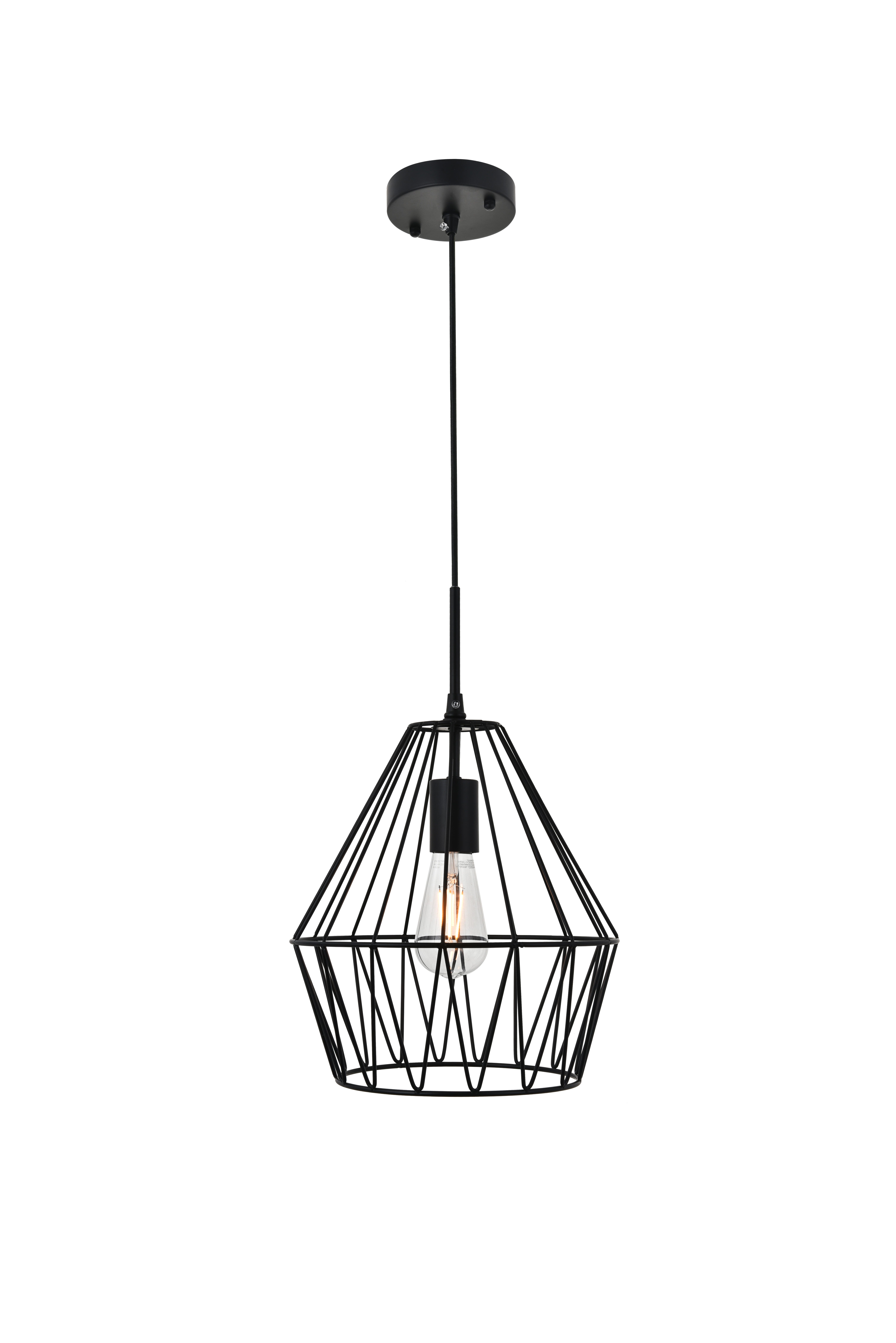 Living District Candor 1 Light Black Pendant, Black, large