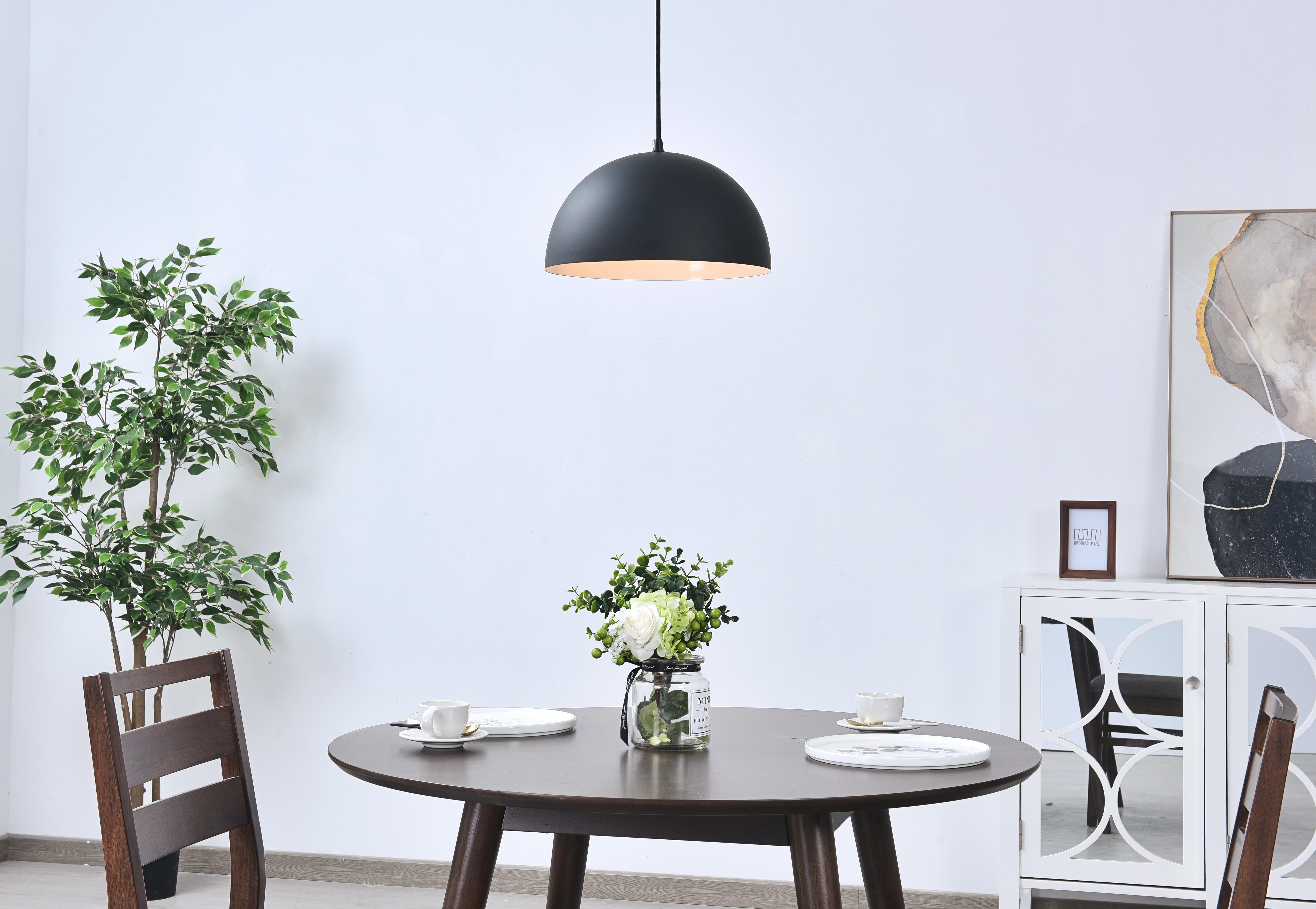 Living District Forte 1 Light Black Pendant, Black, rollover
