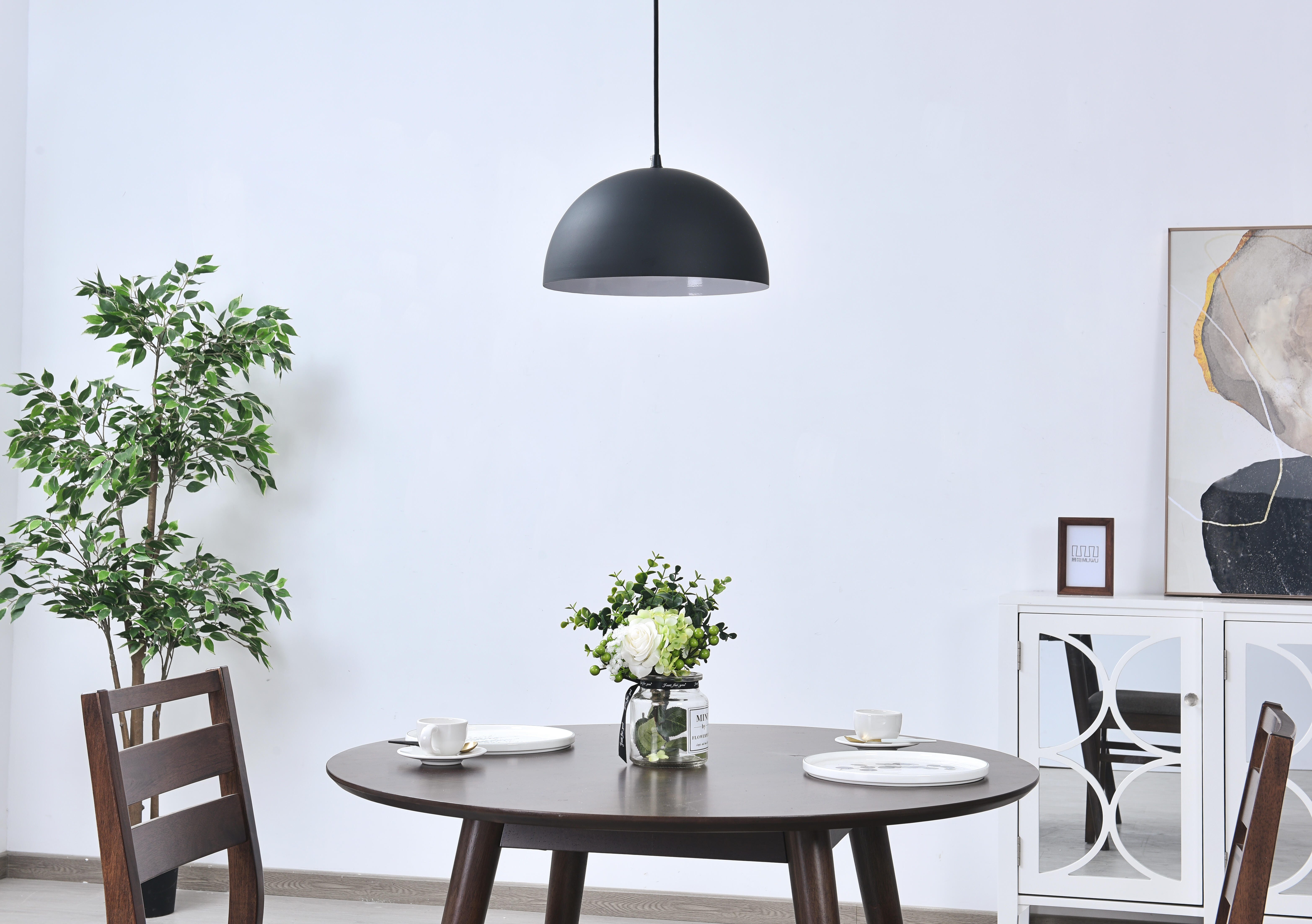 Living District Forte 1 Light Black Pendant, Black, large