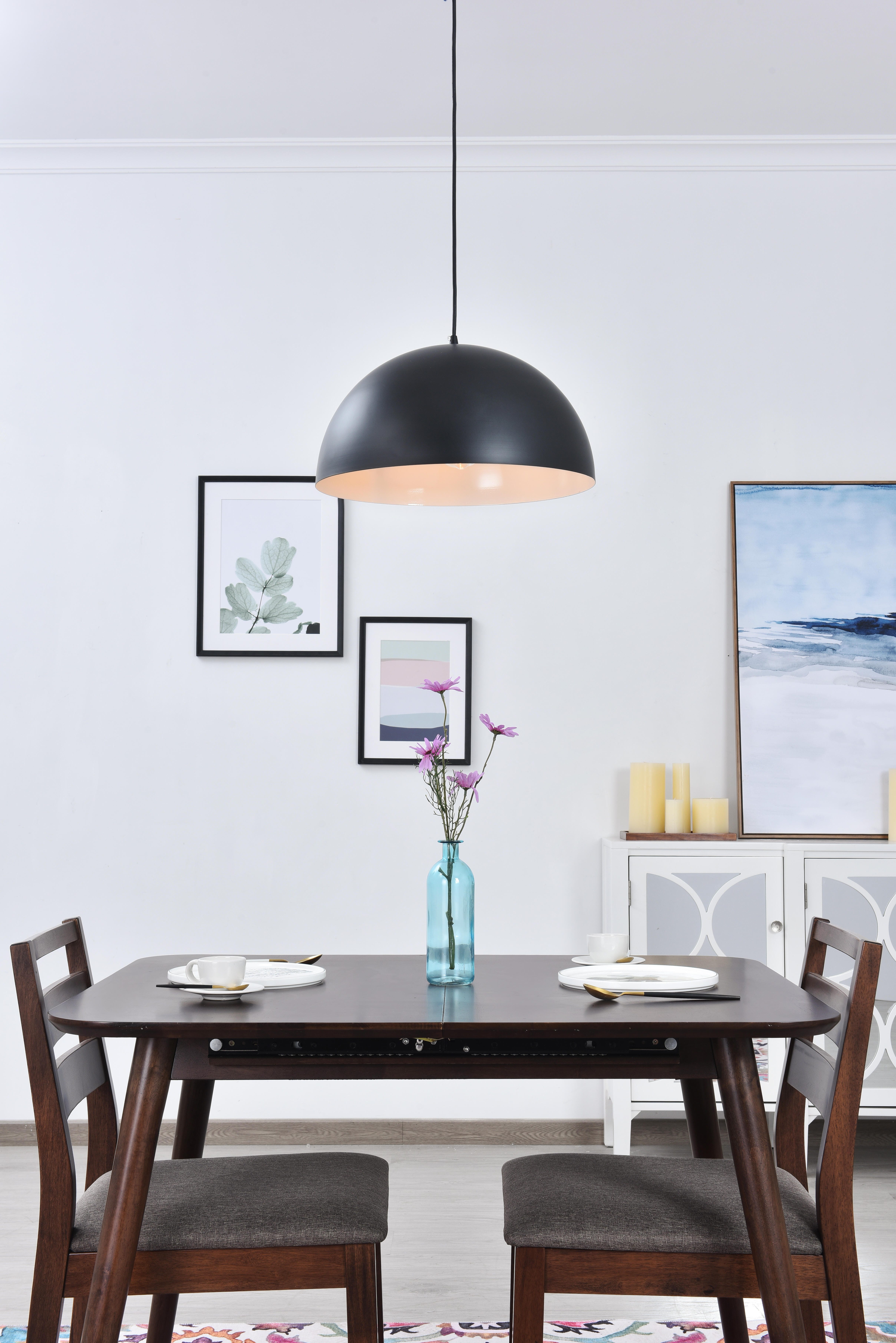 Living District Forte 1 Light Black Pendant, Black, rollover