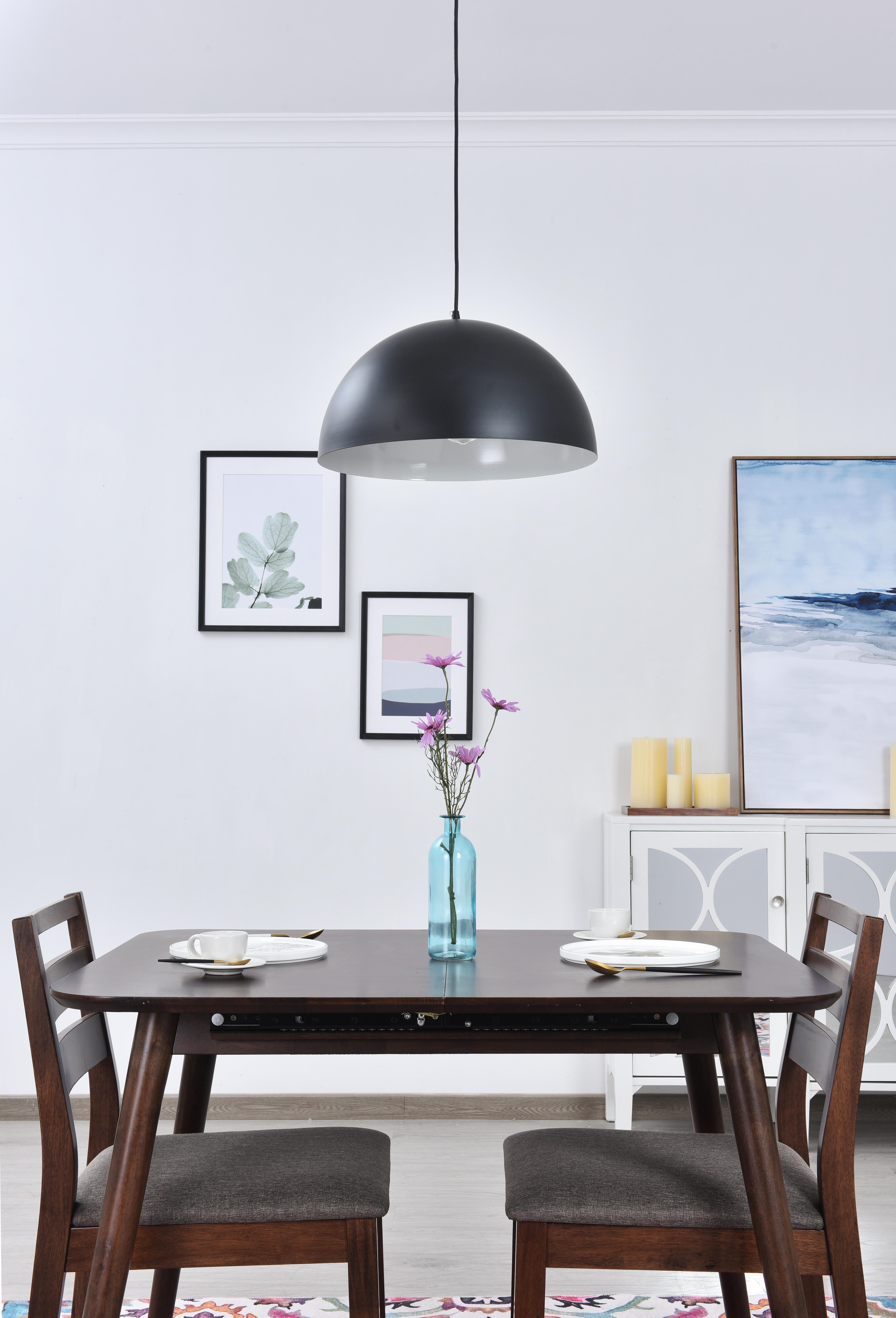 Living District Forte 1 Light Black Pendant, Black, large