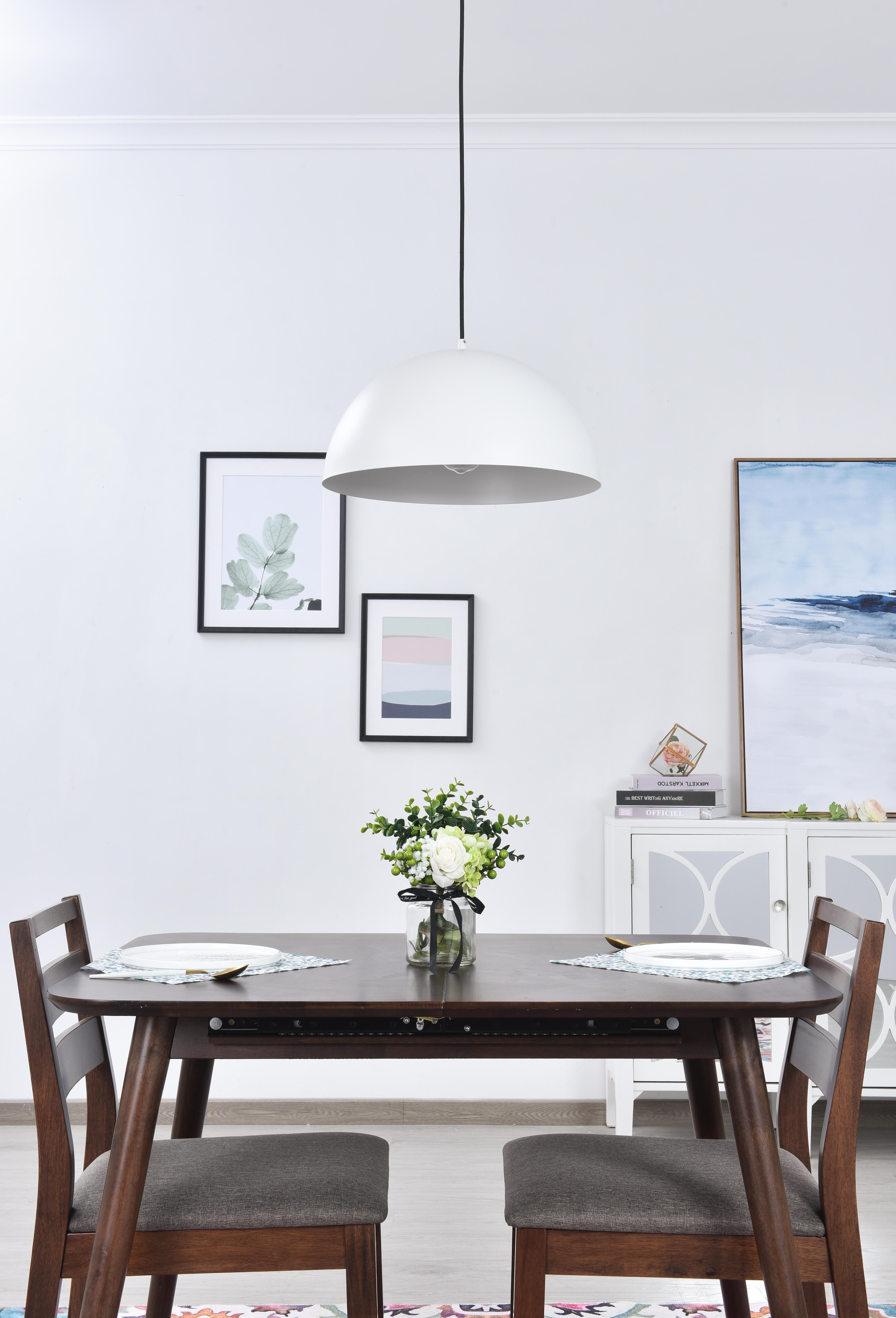 Living District Forte 1 Light White Pendant, White, large