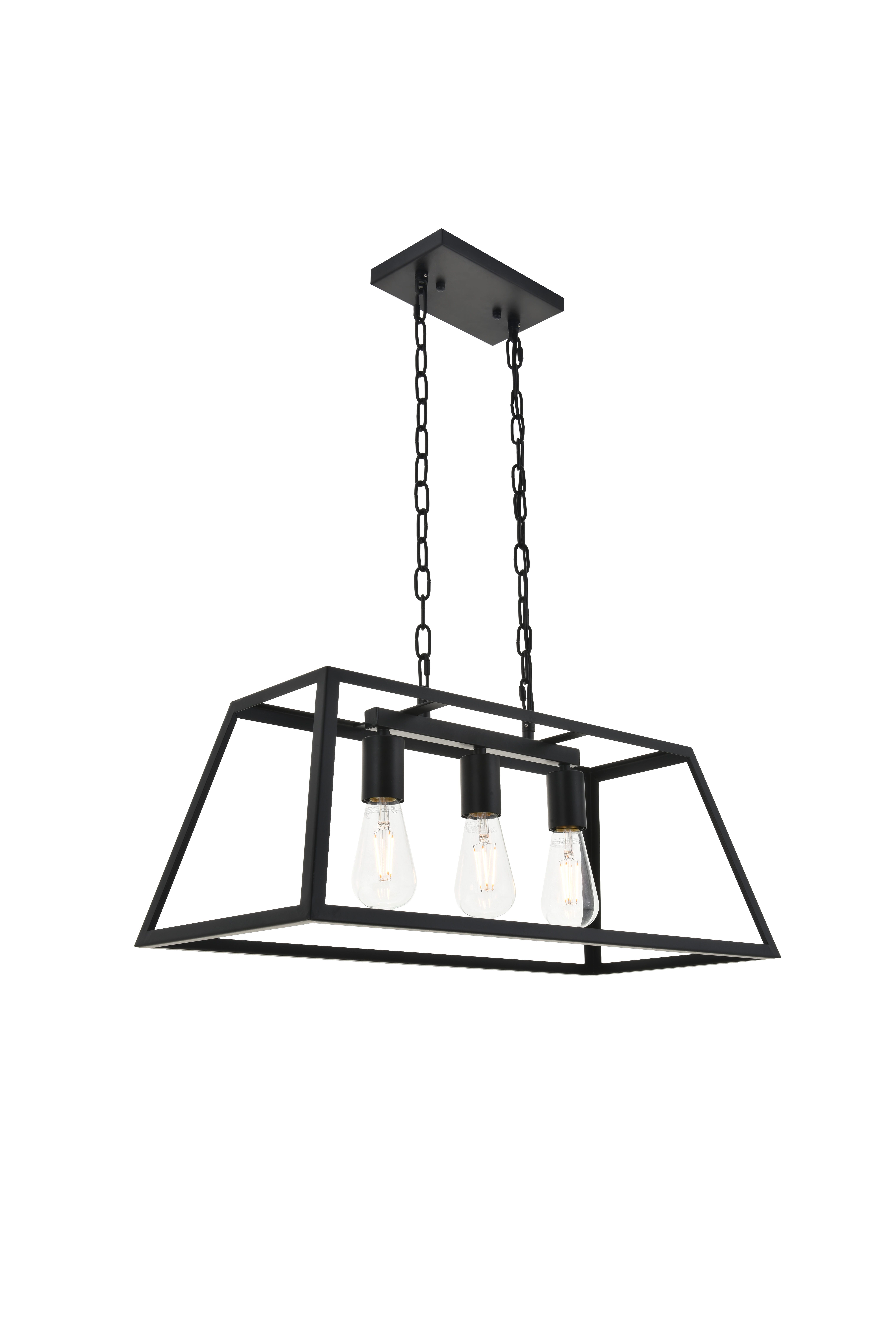 Living District Resolute 3 Light Black Pendant, Black, large