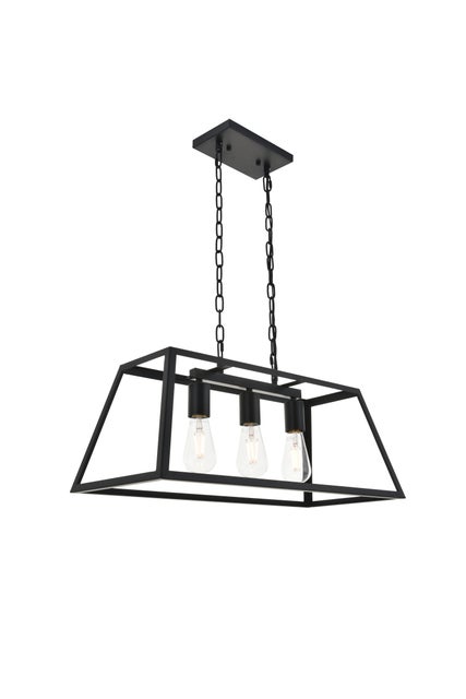 Living District Resolute 3 Light Black Pendant, Black