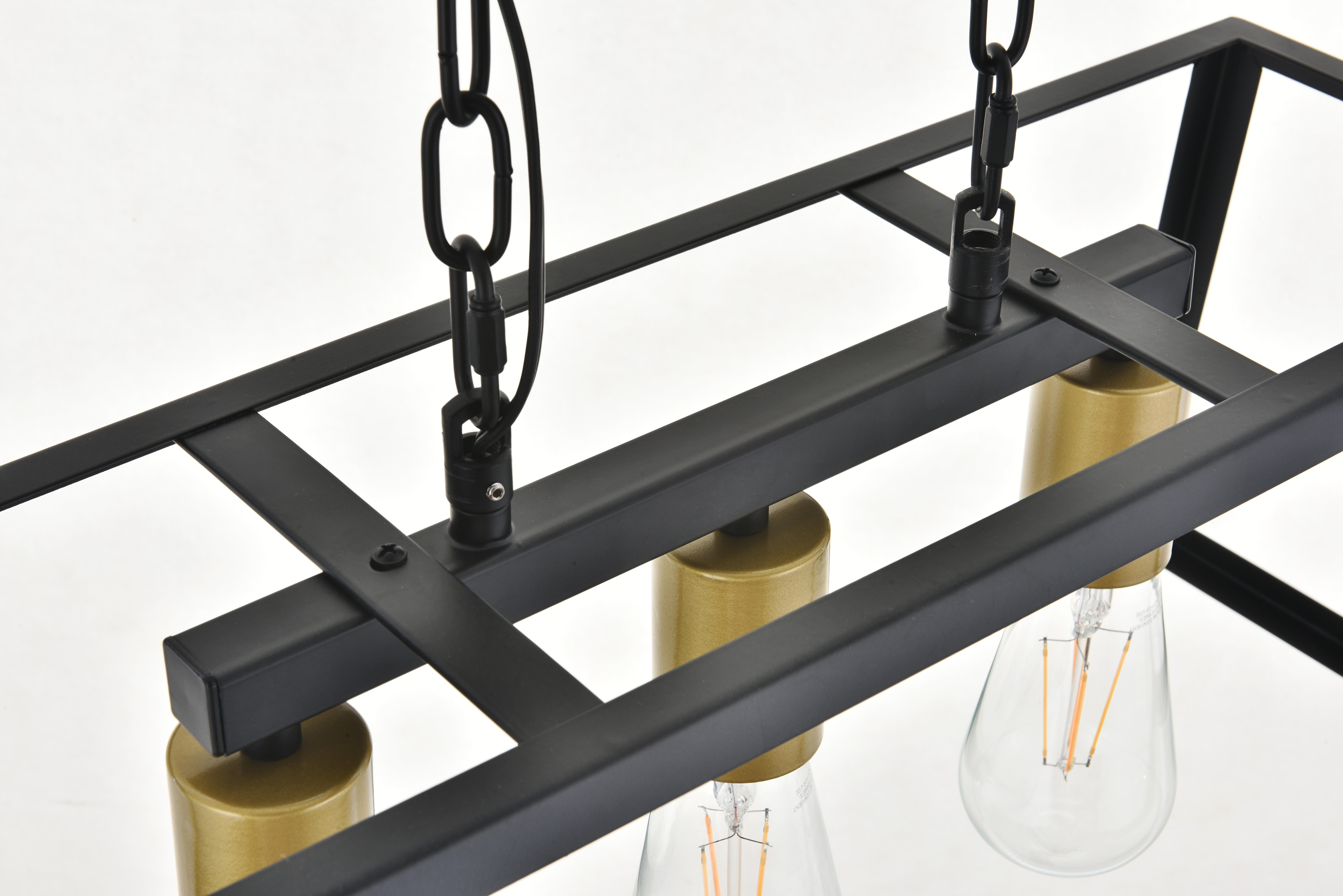 Living District Resolute 3 Light Brass And Black Pendant, Brass/Black, large
