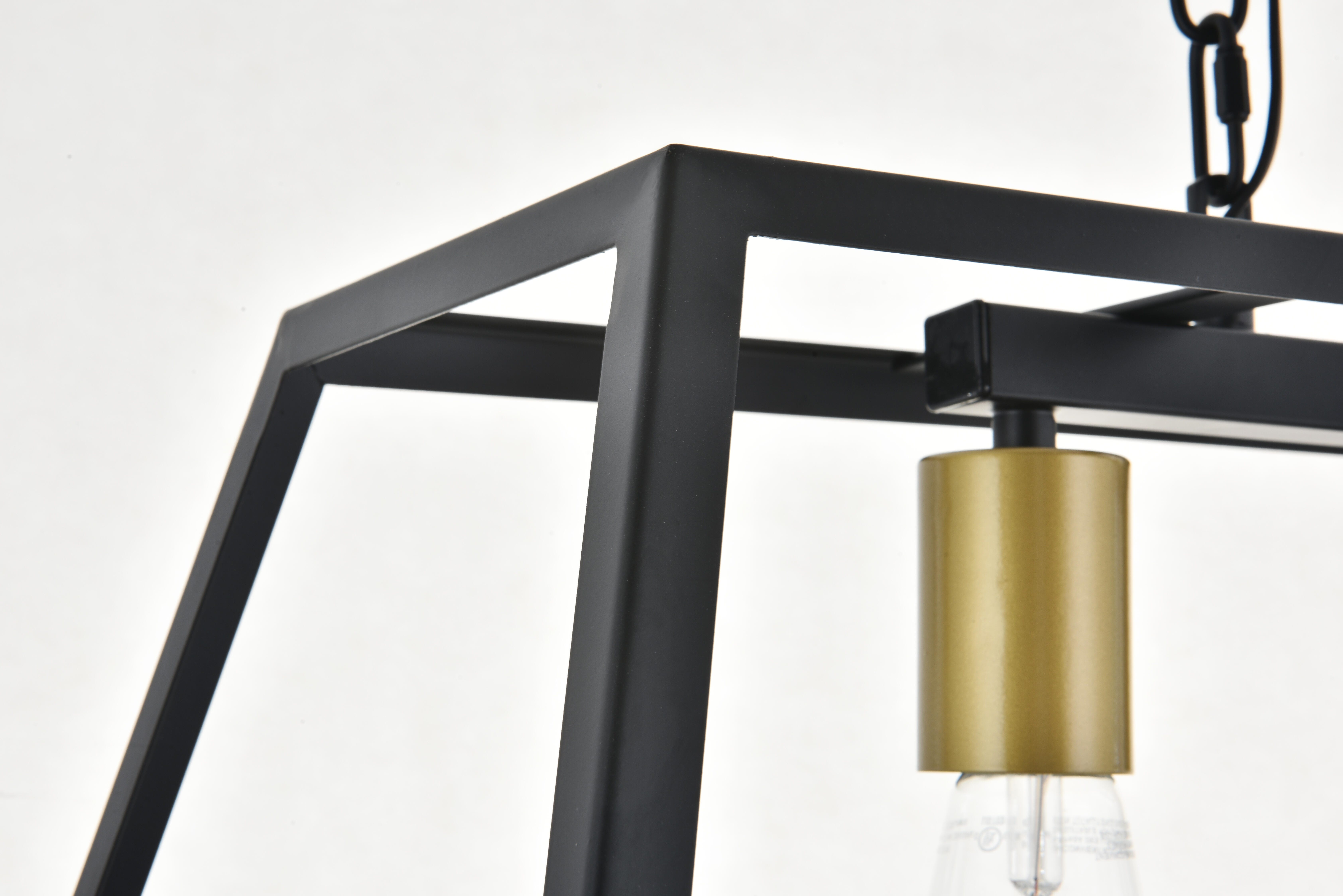 Living District Resolute 3 Light Brass And Black Pendant, Brass/Black, large