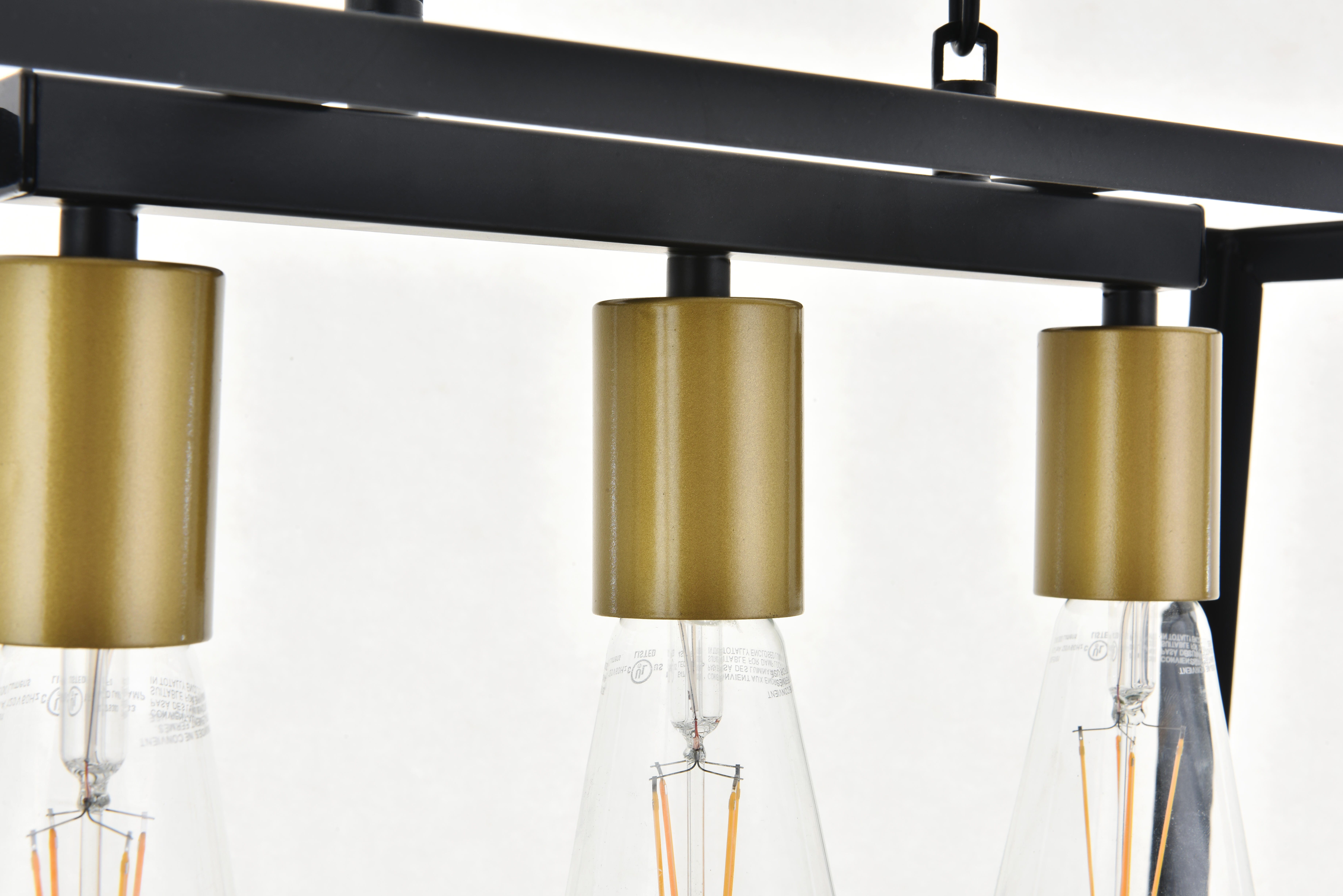Living District Resolute 3 Light Brass And Black Pendant, Brass/Black, large