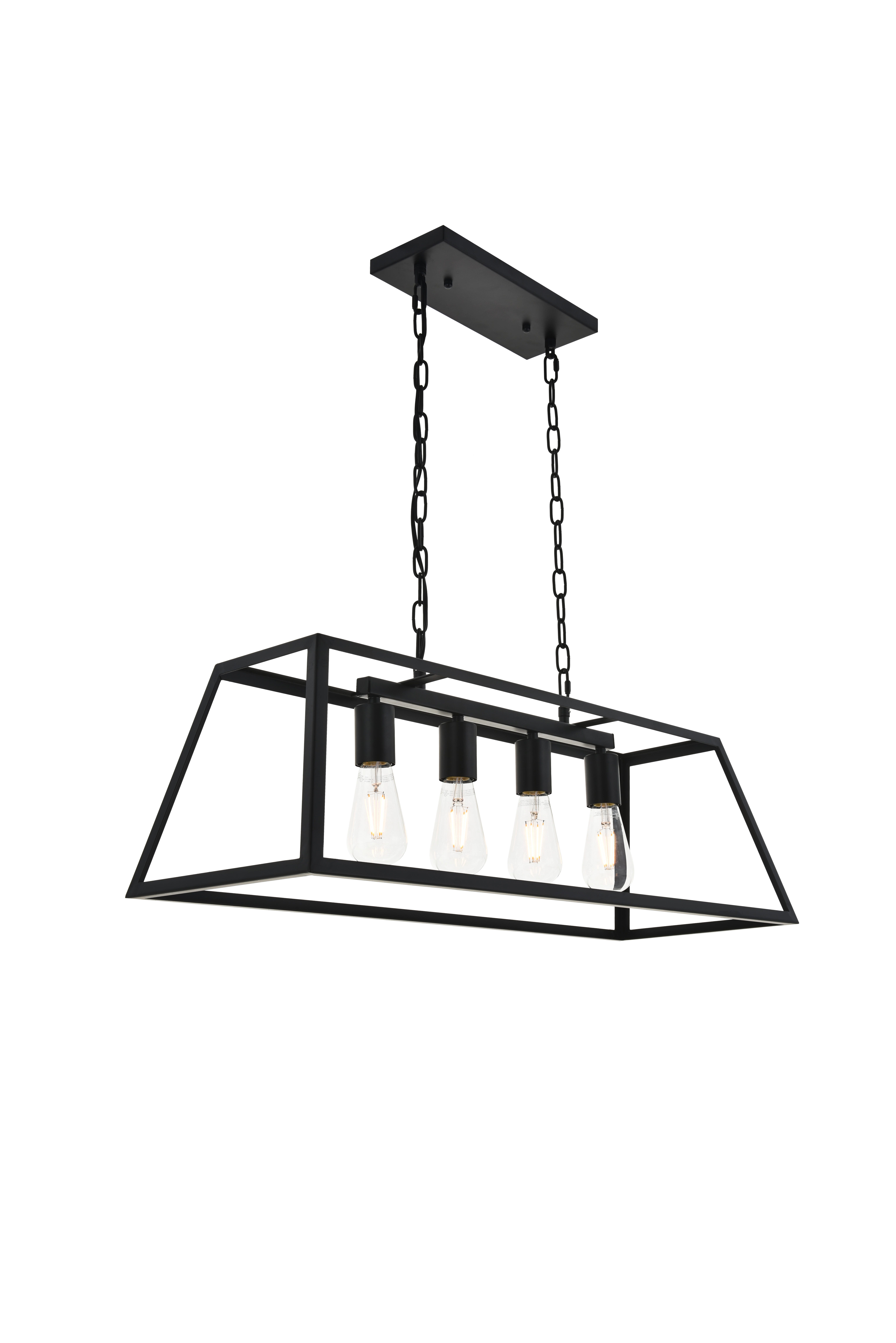Living District Resolute 4 Light Black Pendant, Black, large