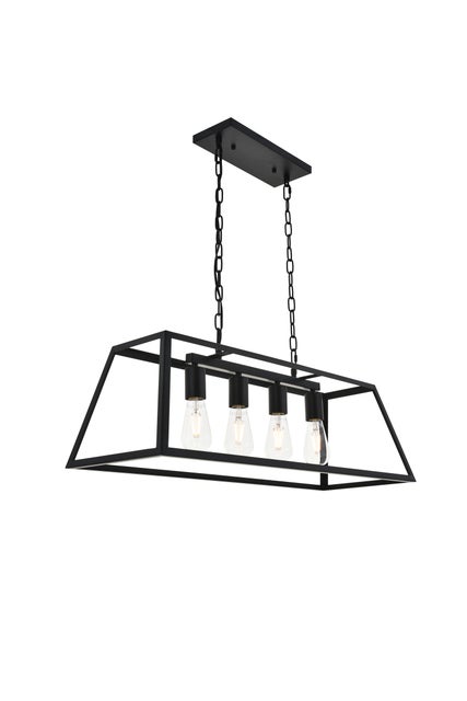Living District Resolute 4 Light Black Pendant, Black