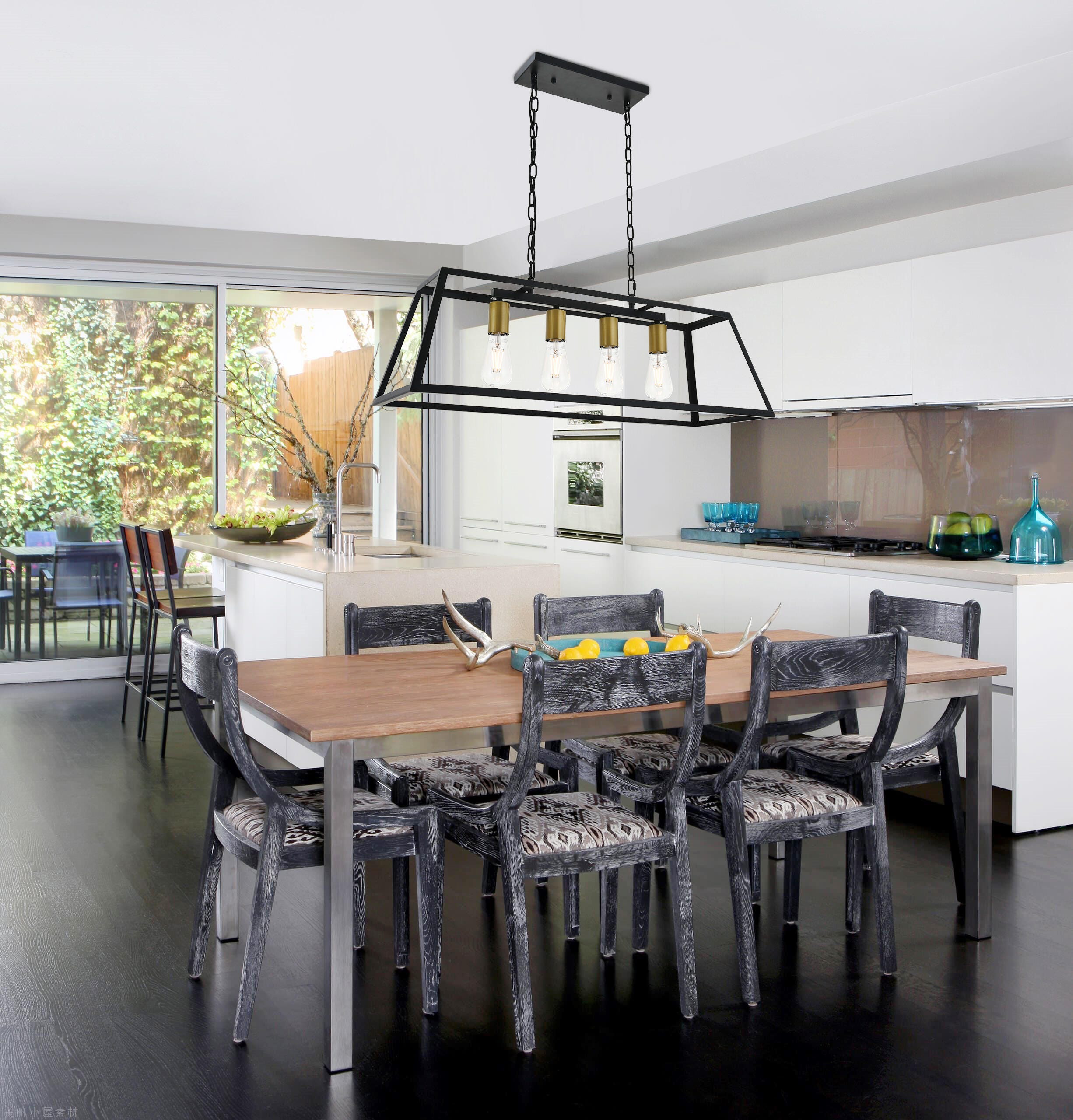 Living District Resolute 4 Light Brass And Black Pendant, , rollover