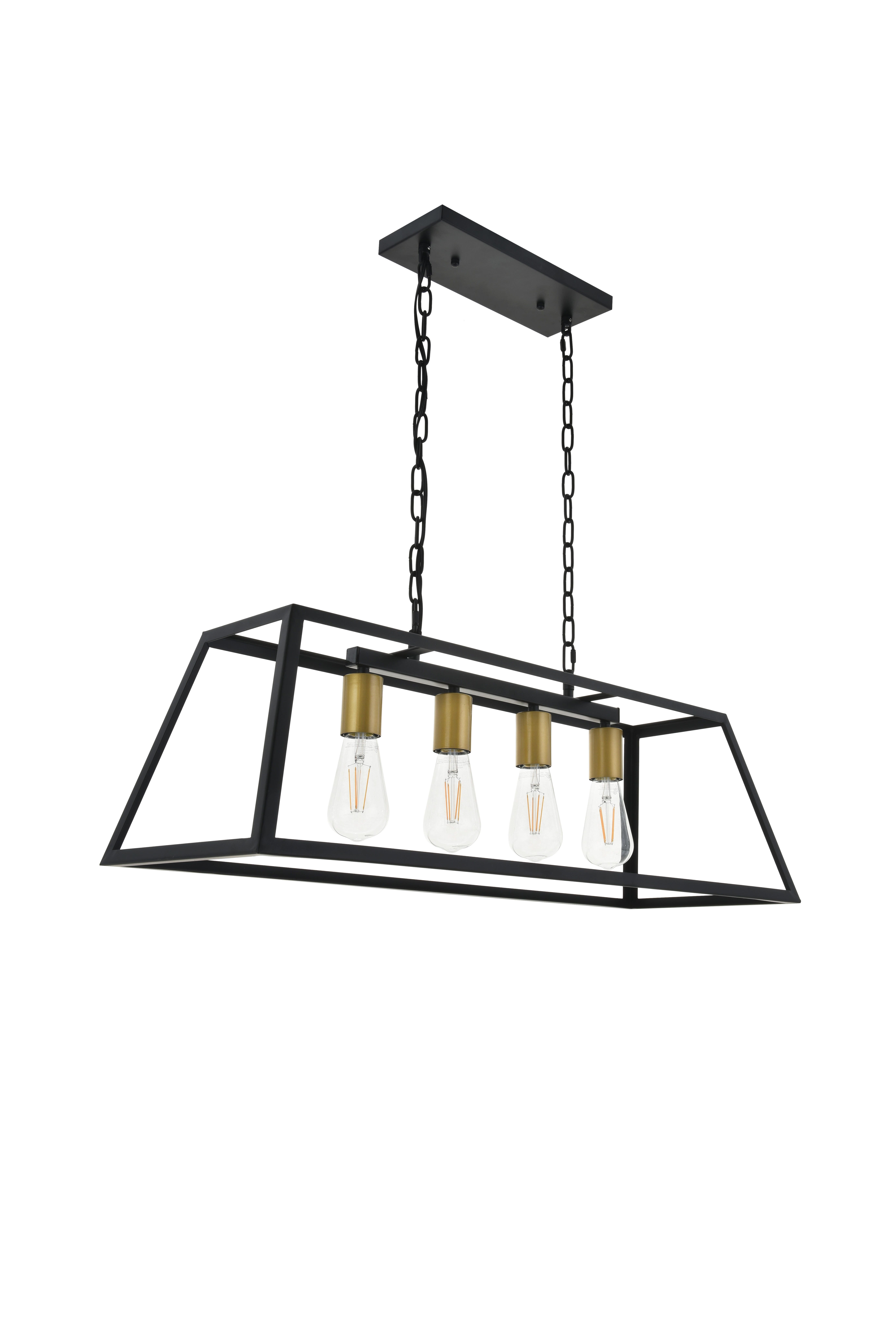 Living District Resolute 4 Light Brass And Black Pendant, , large