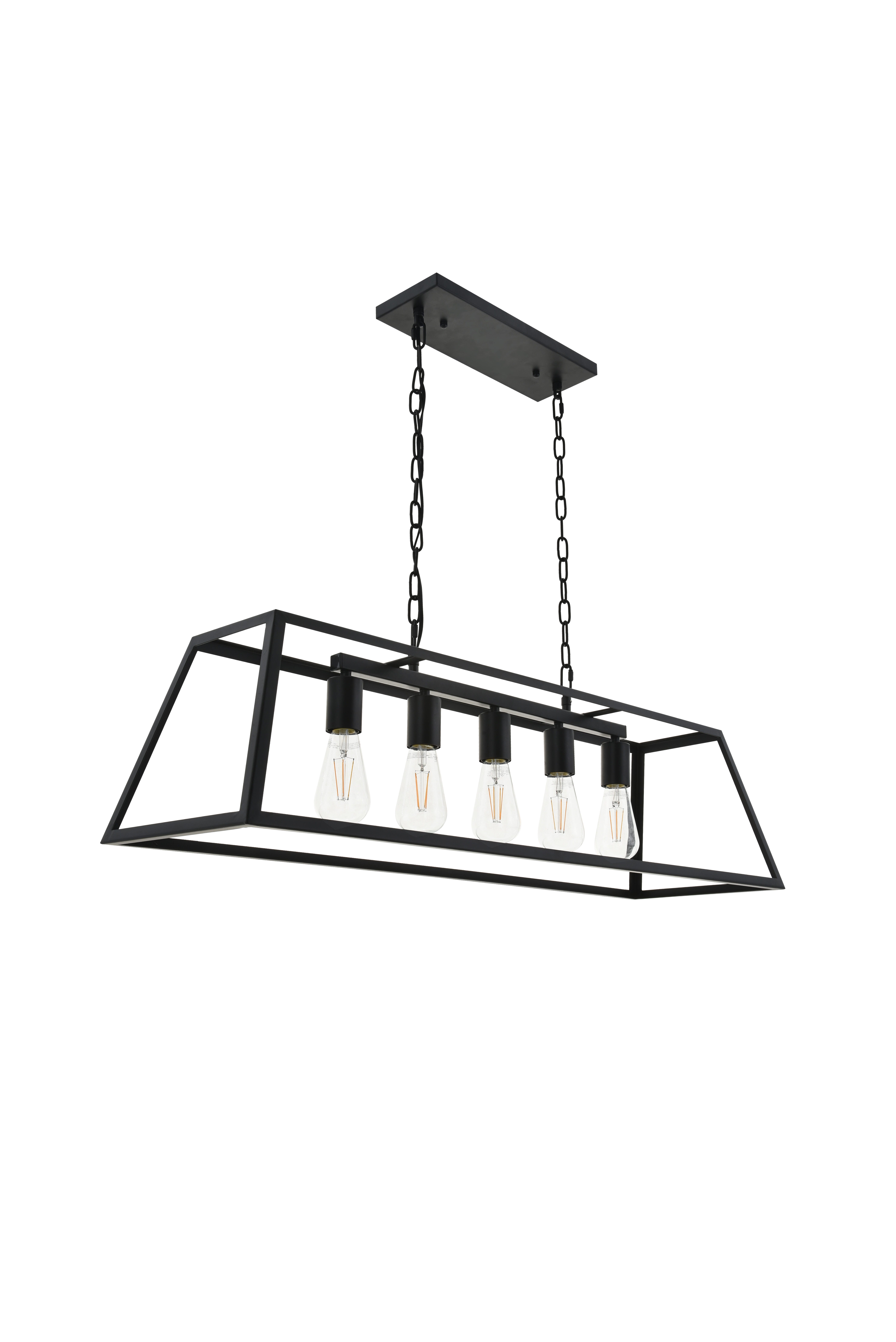 Living District Resolute 5 Light Black Pendant, Black, large