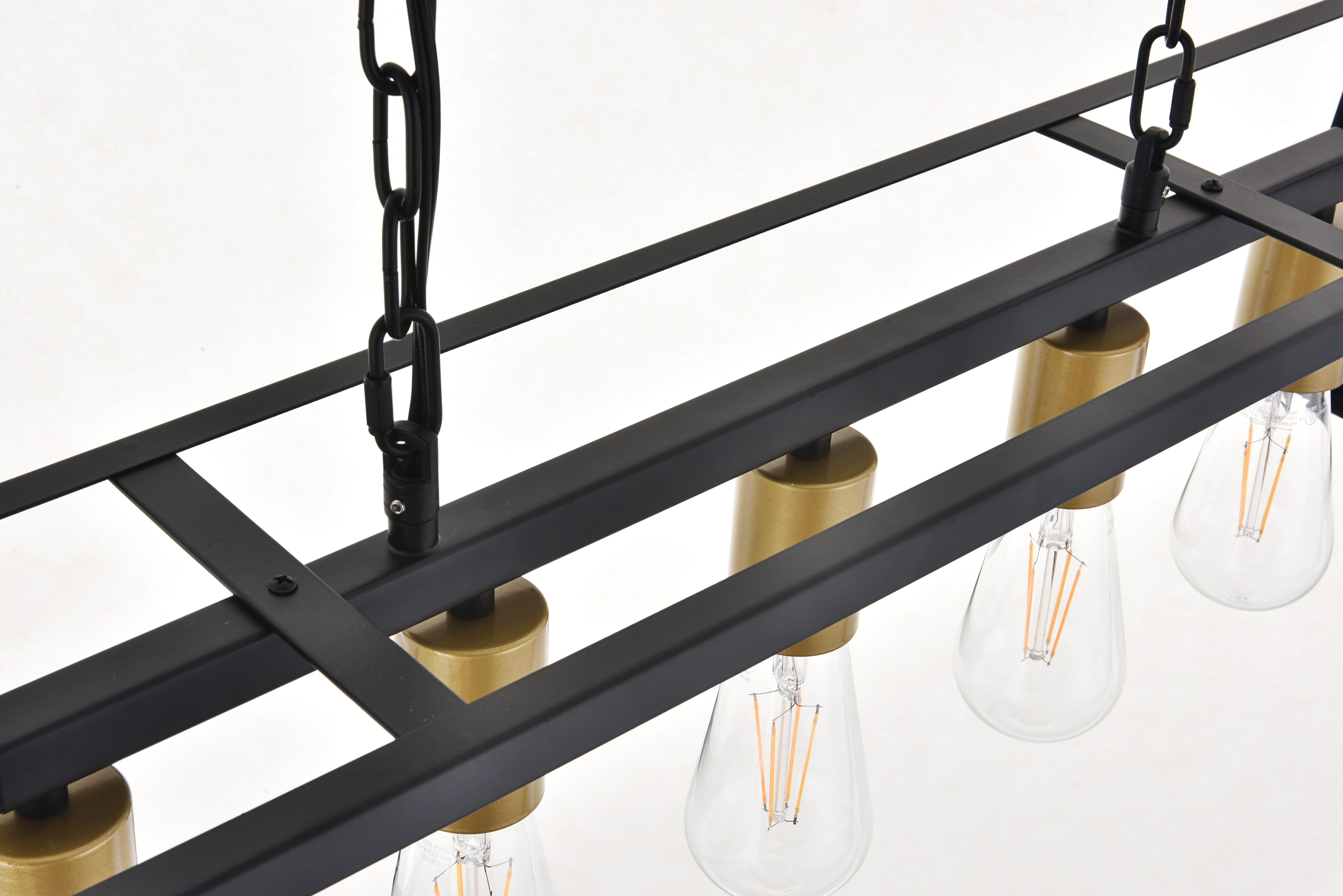 Living District Resolute 5 Light Brass And Black Pendant, Brass/Black, large