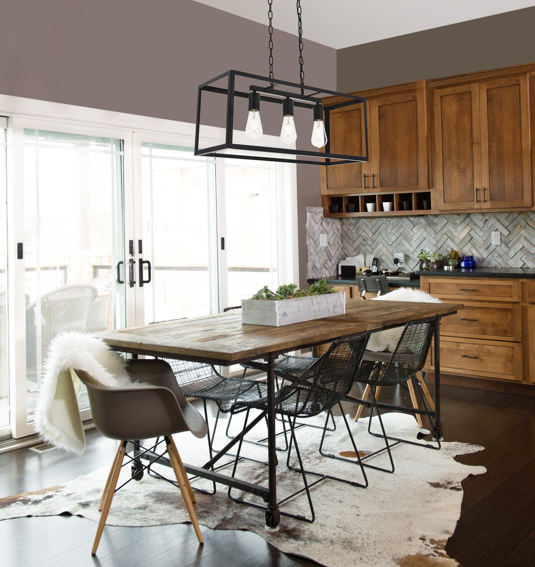 Living District Resolute 3 Light Black Pendant, , rollover