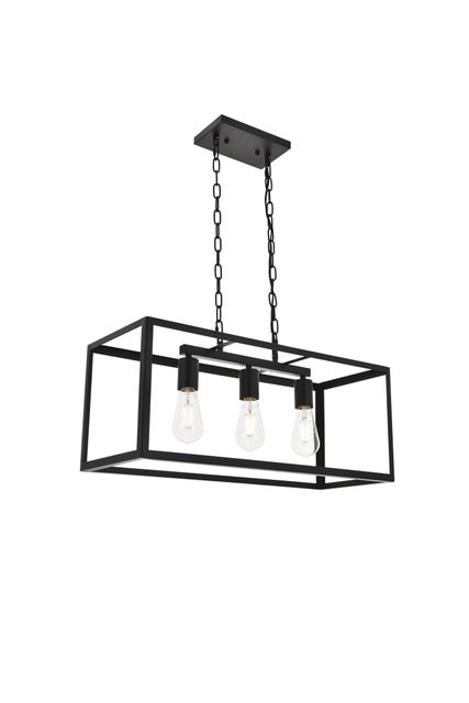 Living District Resolute 3 Light Black Pendant, Black