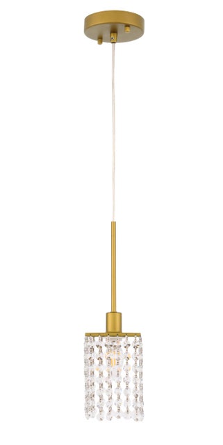 Living District Taylor 1 Light Brass Pendant, Brass/Clear