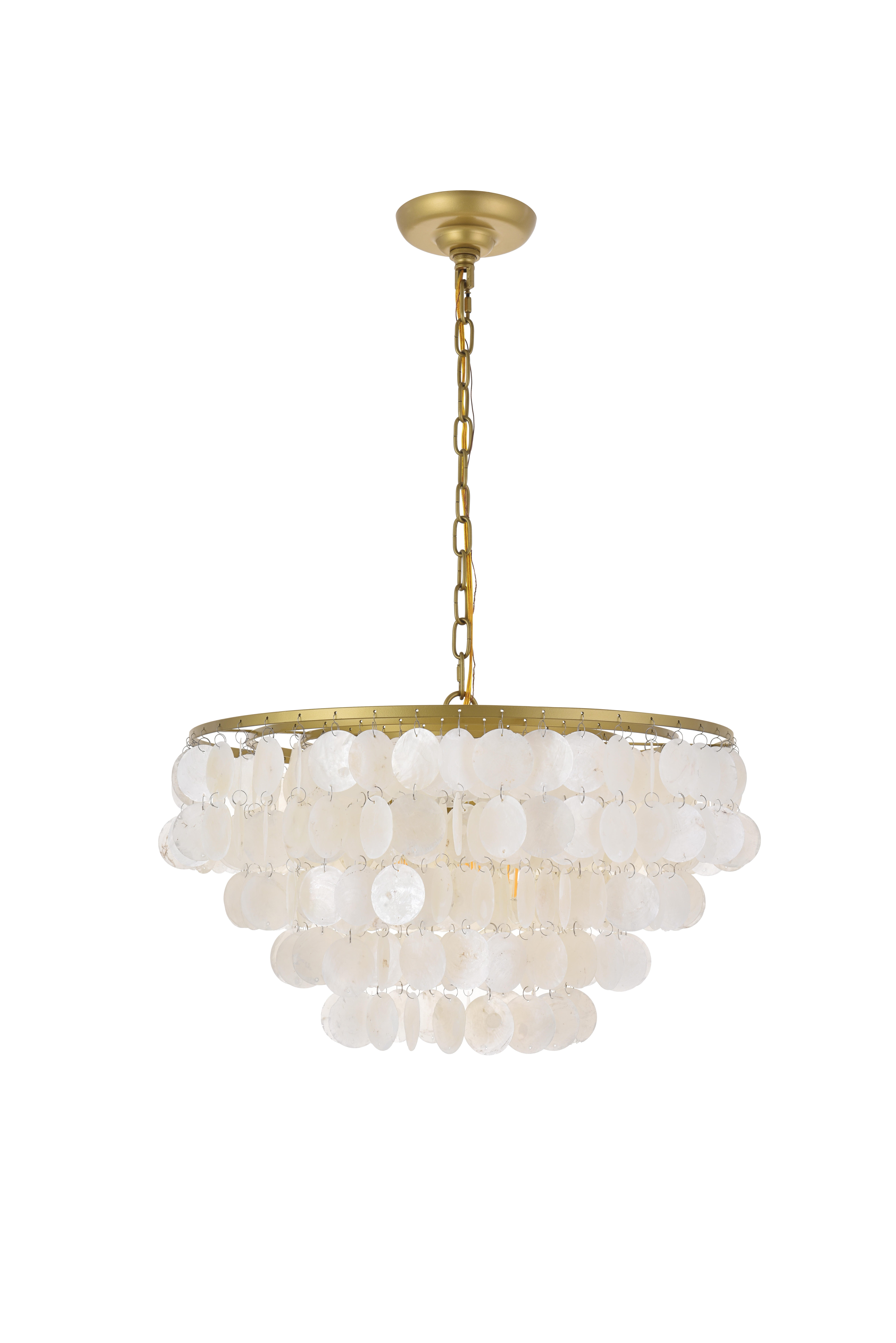 Living District Selene 4 Light Brass Pendant, Brass/White, large