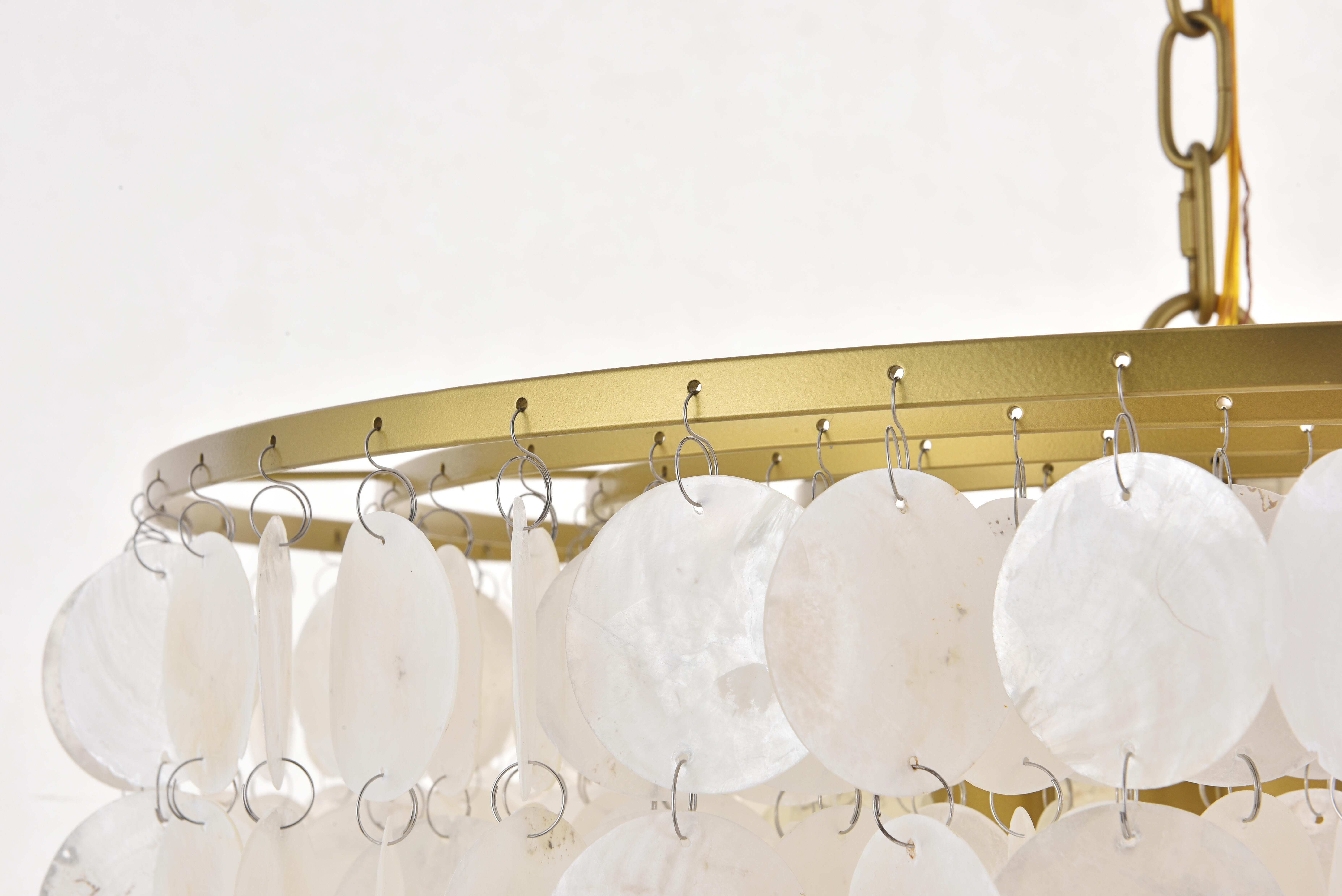 Living District Selene 4 Light Brass Pendant, Brass/White, large