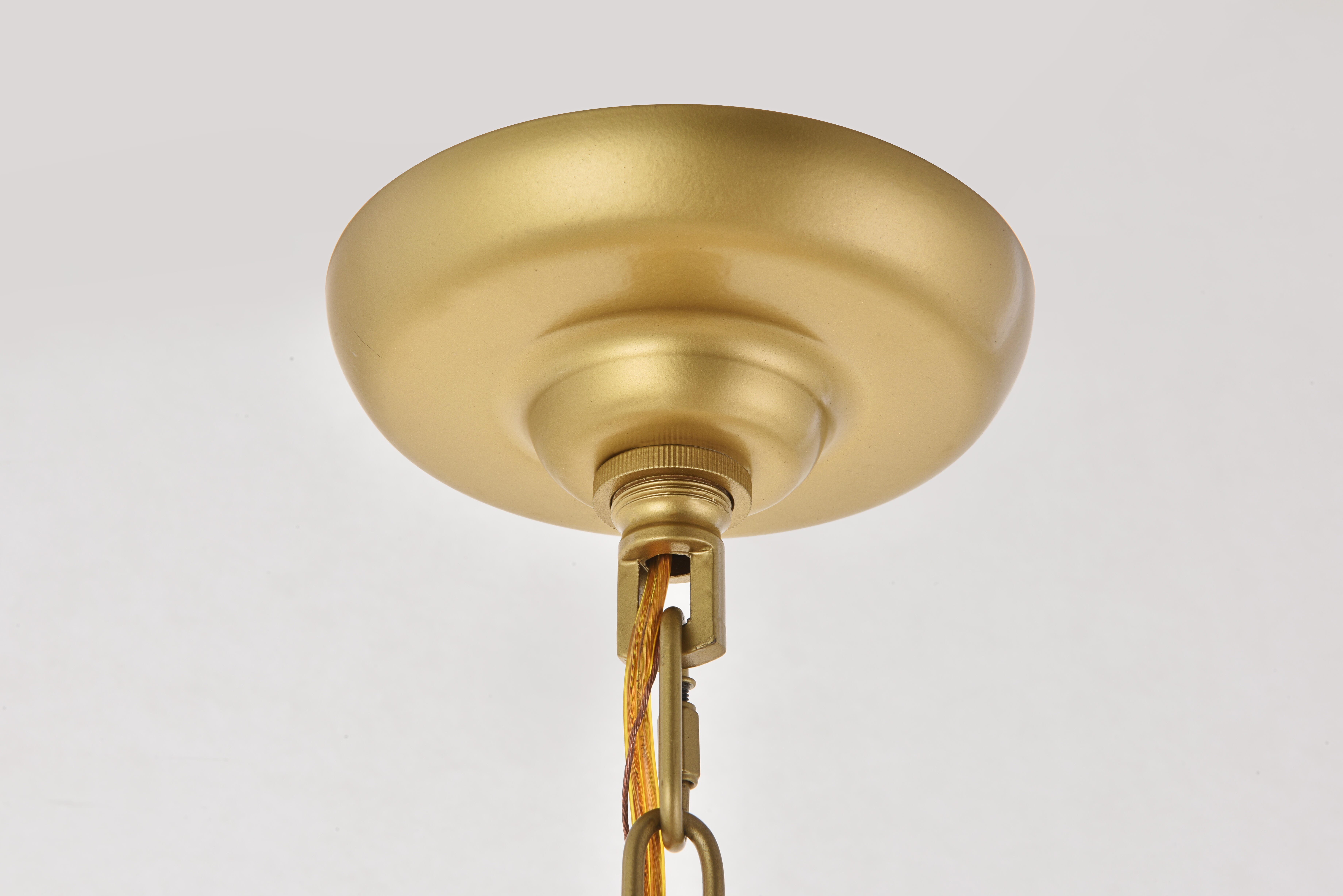 Living District Selene 4 Light Brass Pendant, Brass/White, large