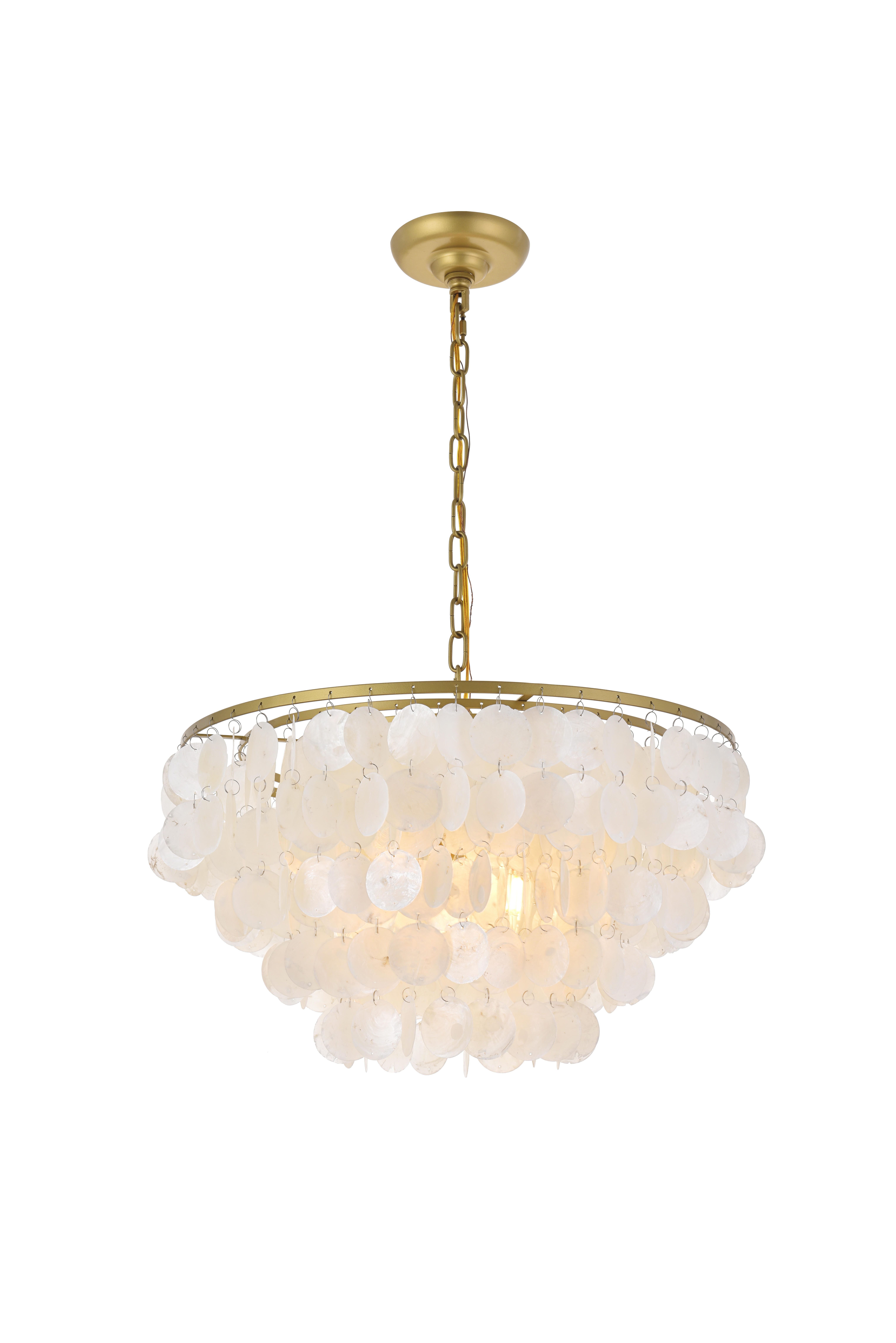 Living District Selene 4 Light Brass Pendant, Brass/White, large
