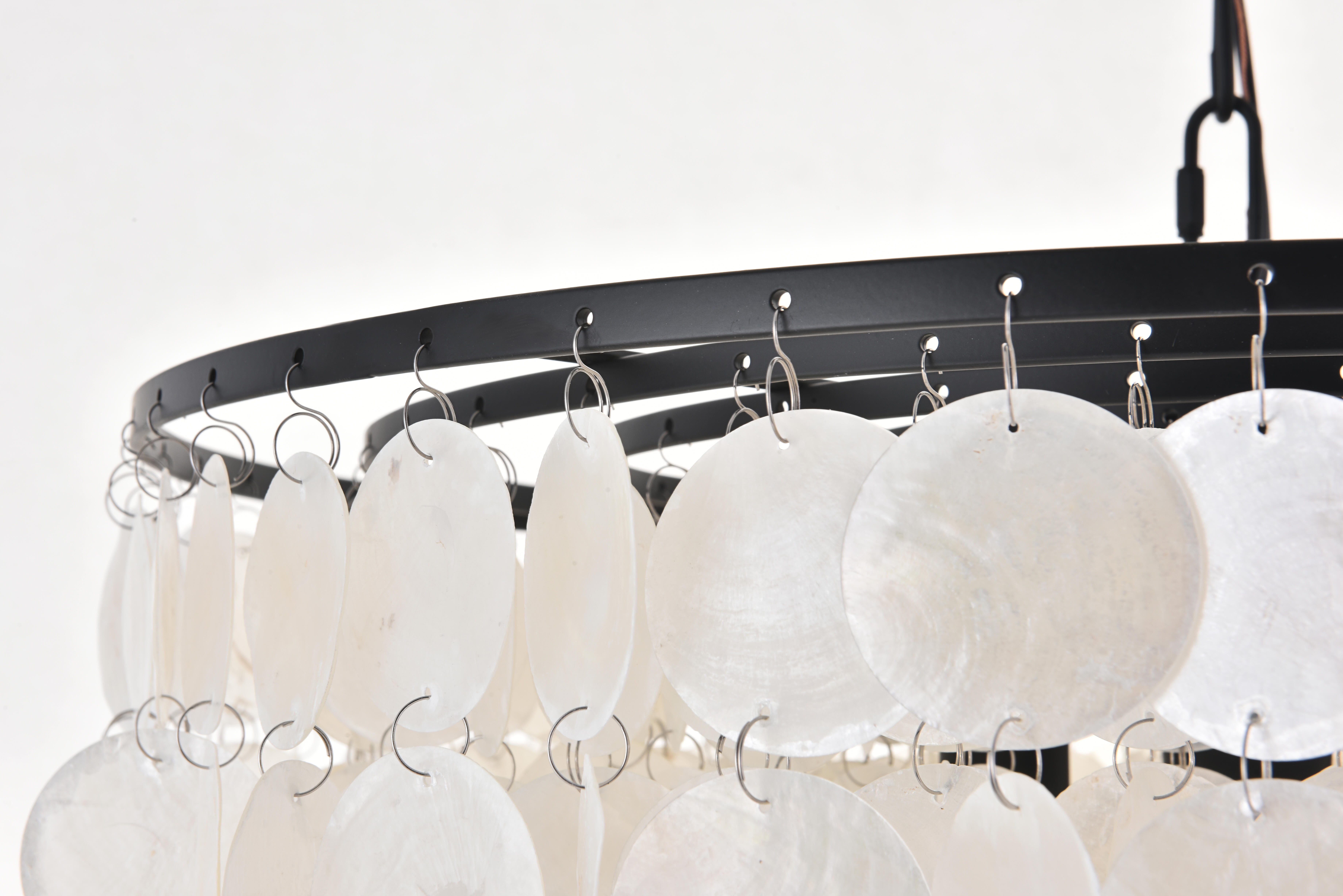 Living District Selene 4 Light Black Pendant, Black/White, large