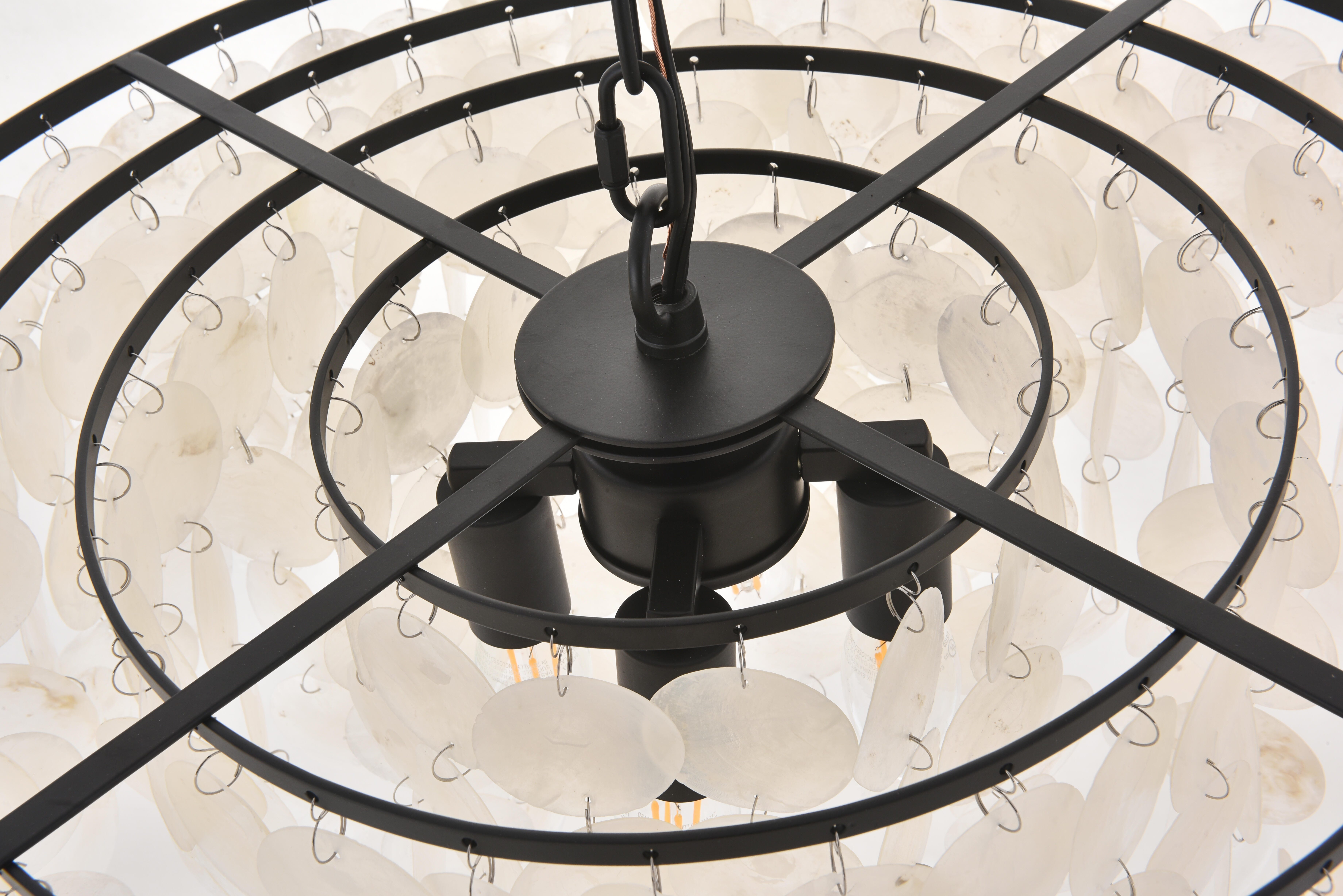 Living District Selene 4 Light Black Pendant, Black/White, large