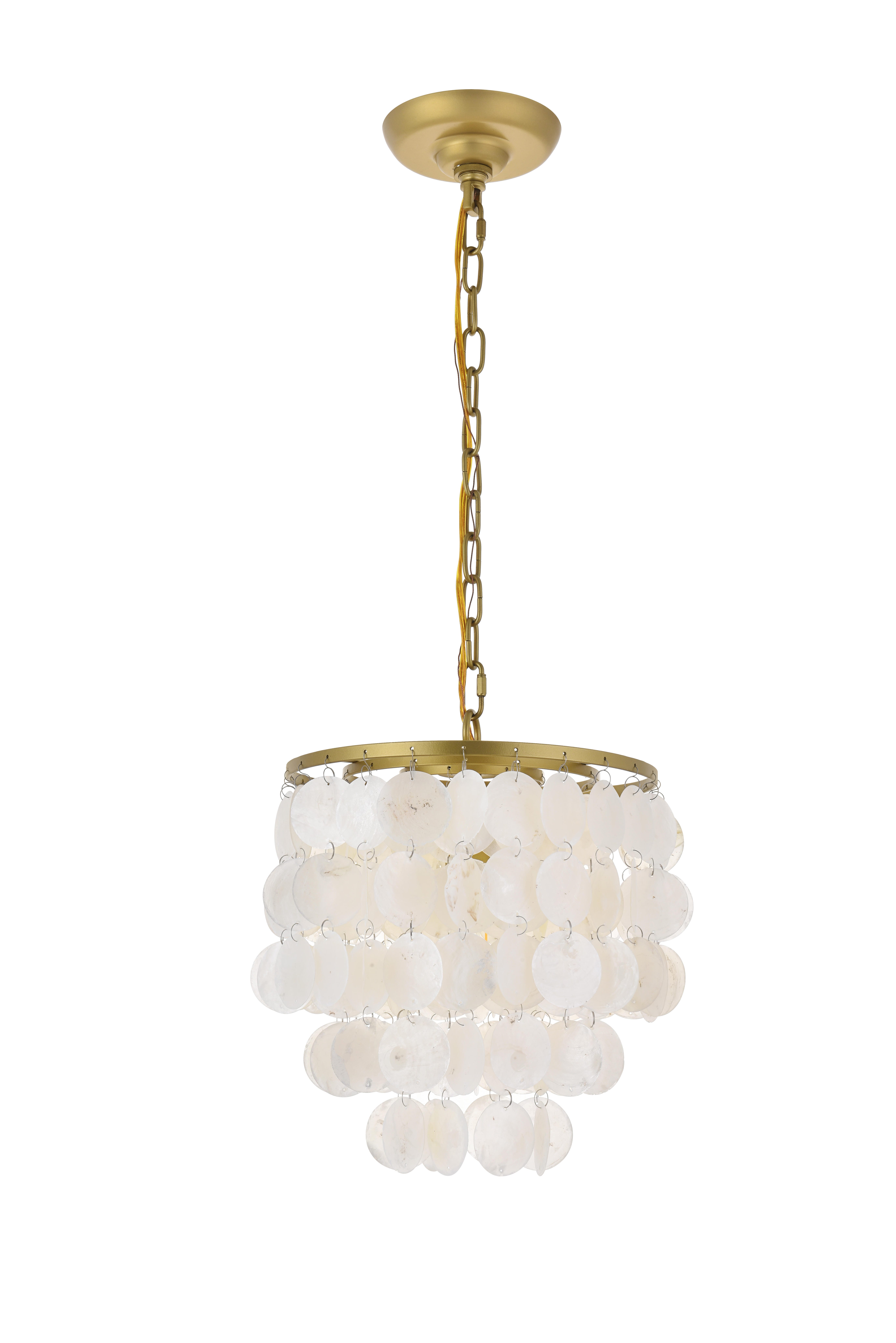 Living District Selene 1 Light Brass Pendant, Brass/White, large