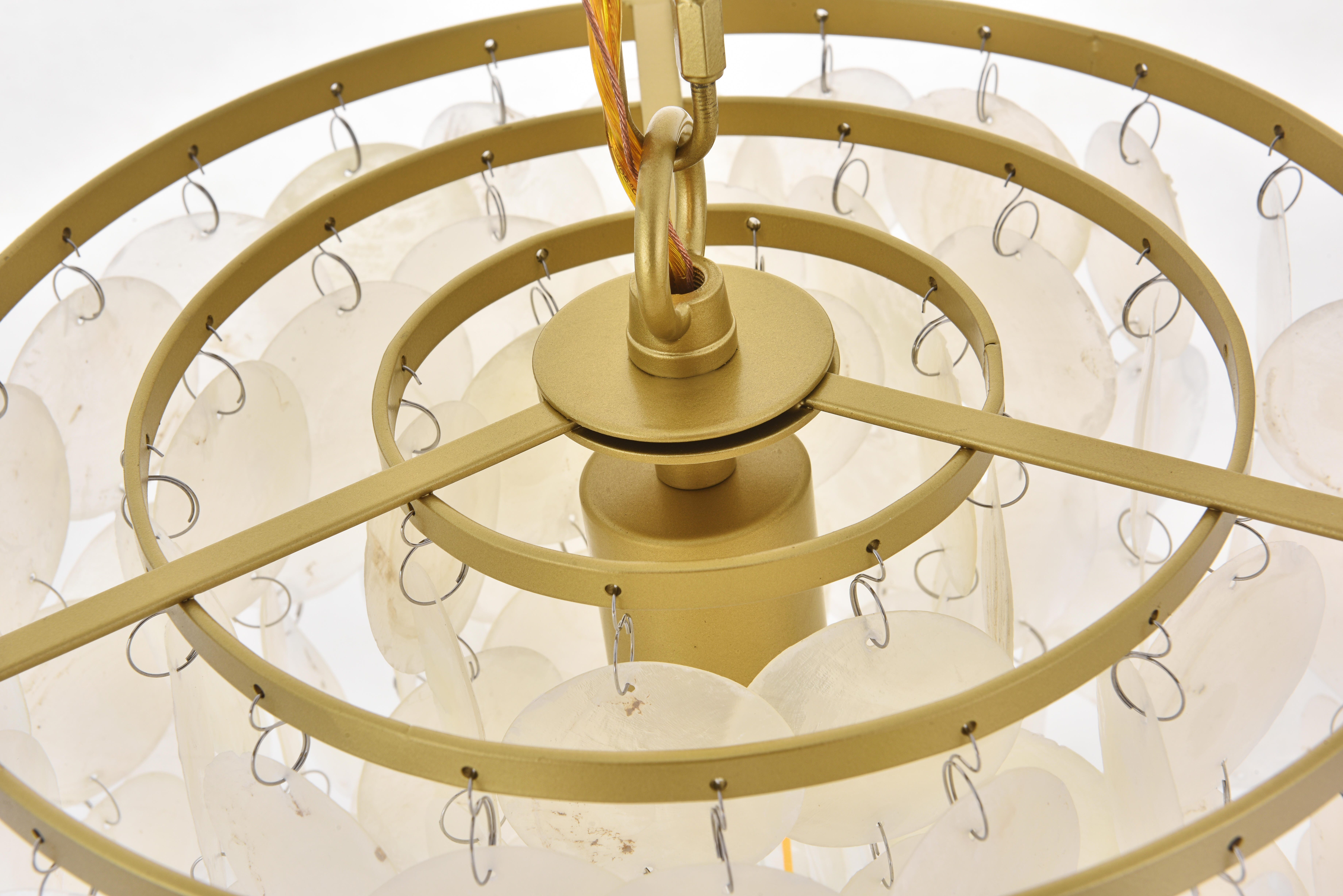 Living District Selene 1 Light Brass Pendant, Brass/White, large