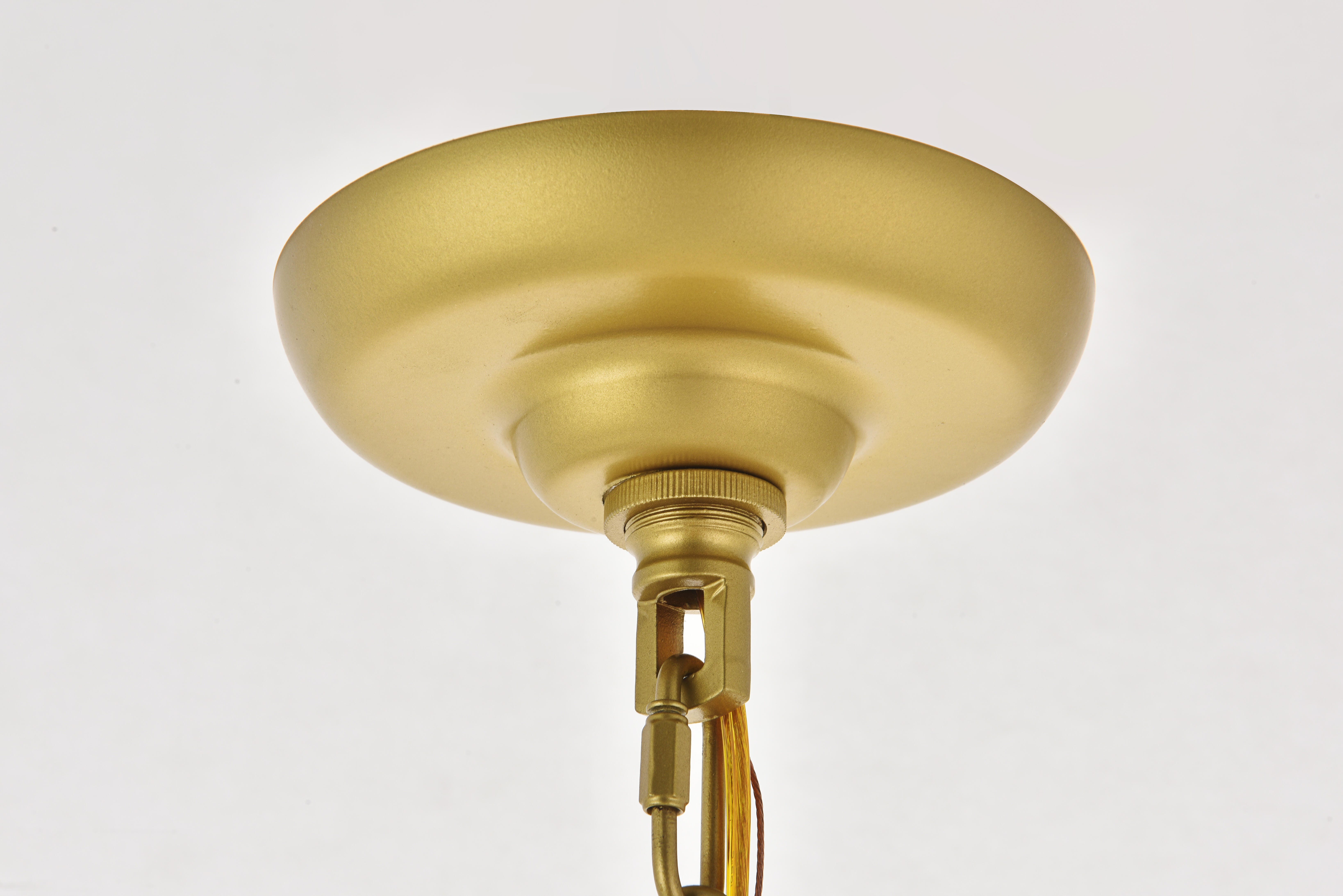 Living District Selene 1 Light Brass Pendant, Brass/White, large