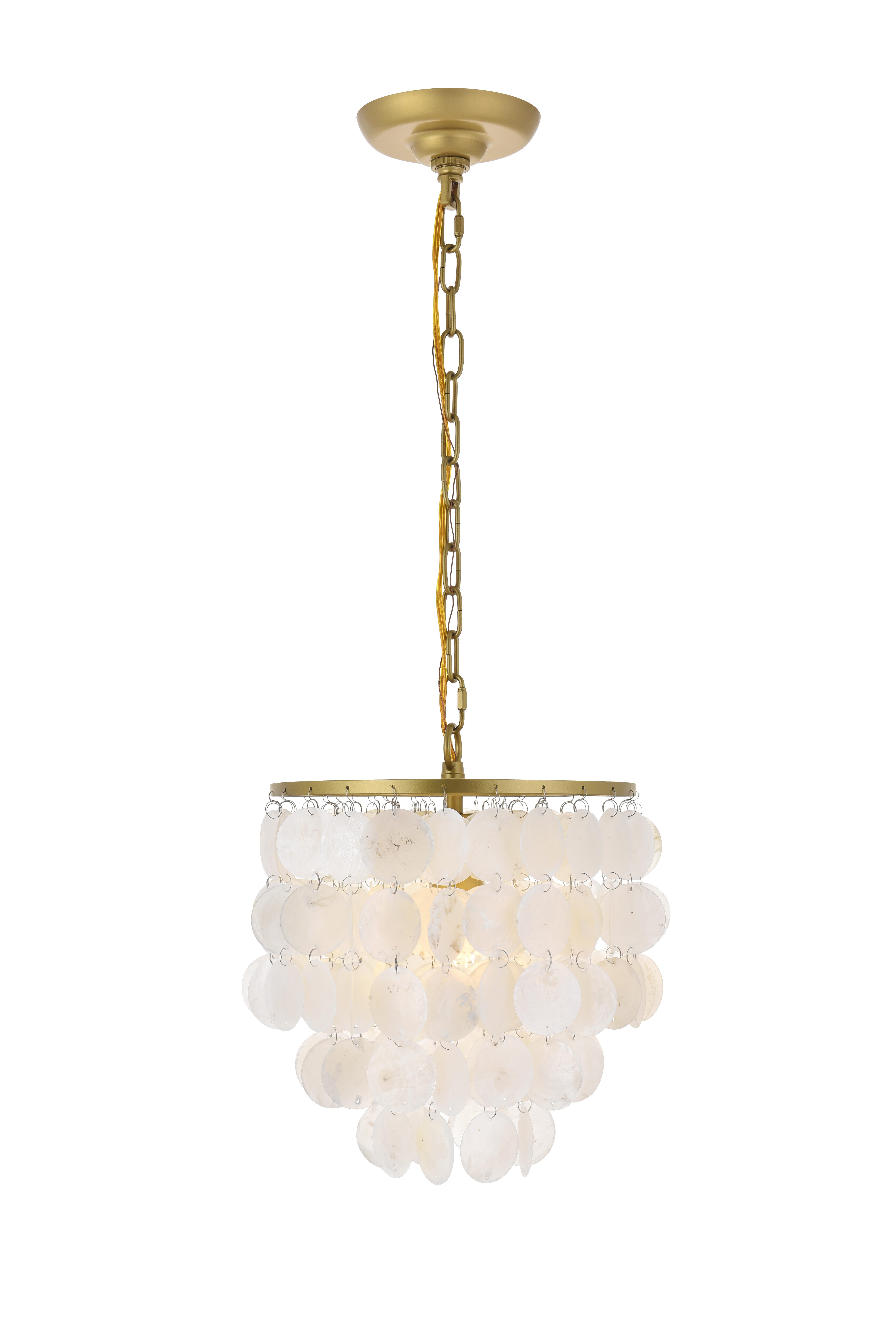 Living District Selene 1 Light Brass Pendant, Brass/White, large