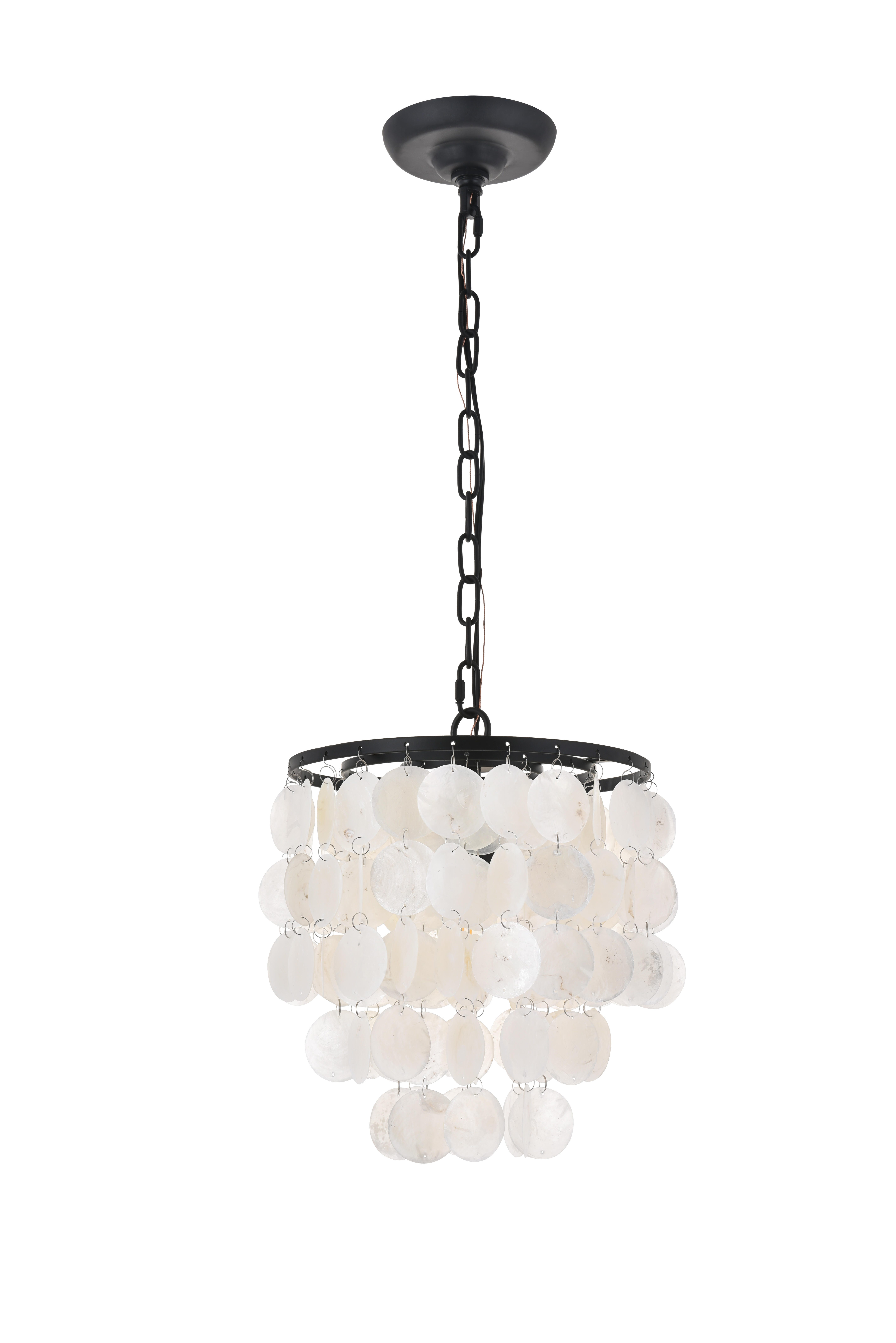 Living District Selene 1 Light Black Pendant, Black/White, large