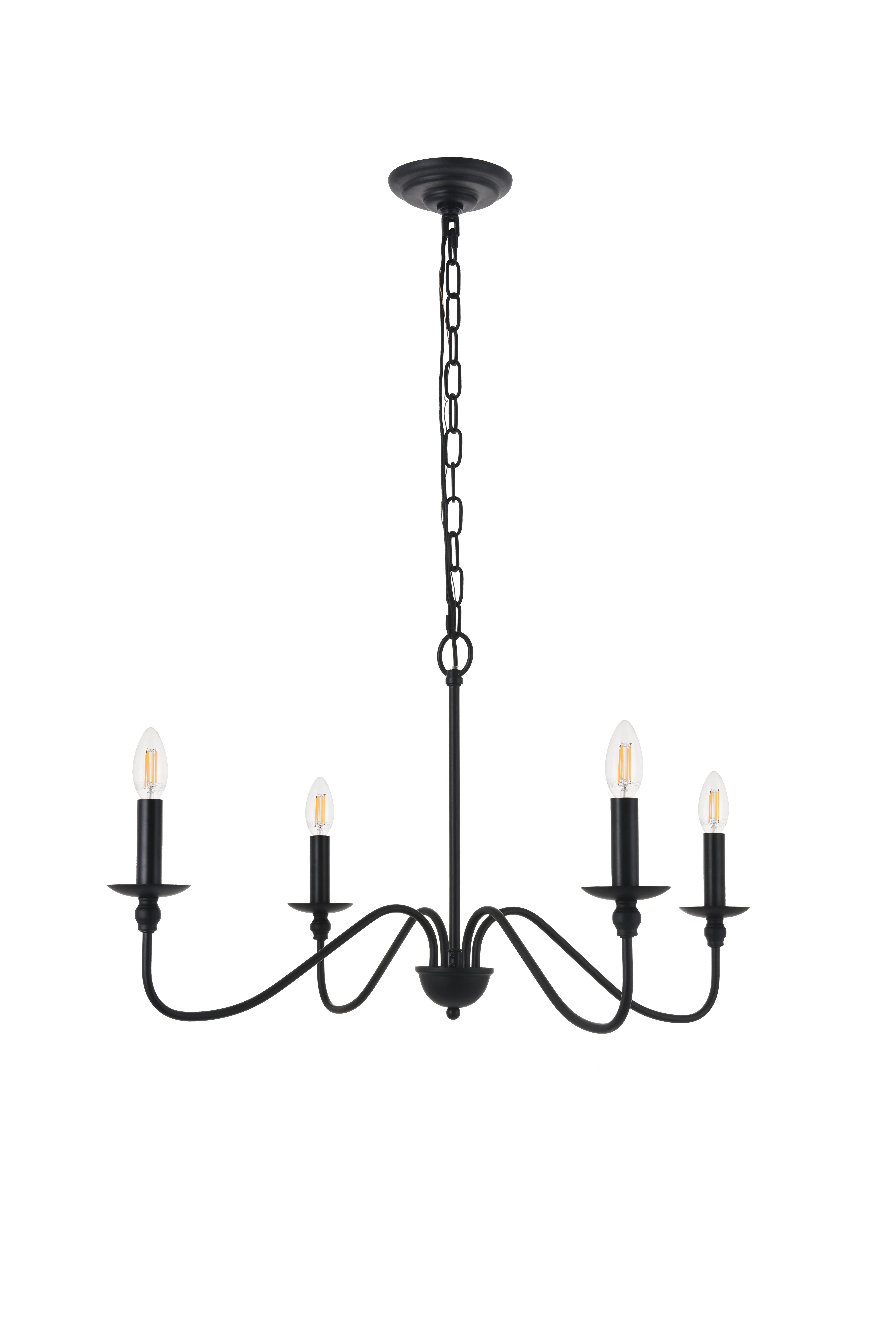 Living District Rohan 4 Light Matte Black Pendant, Matte Black, large