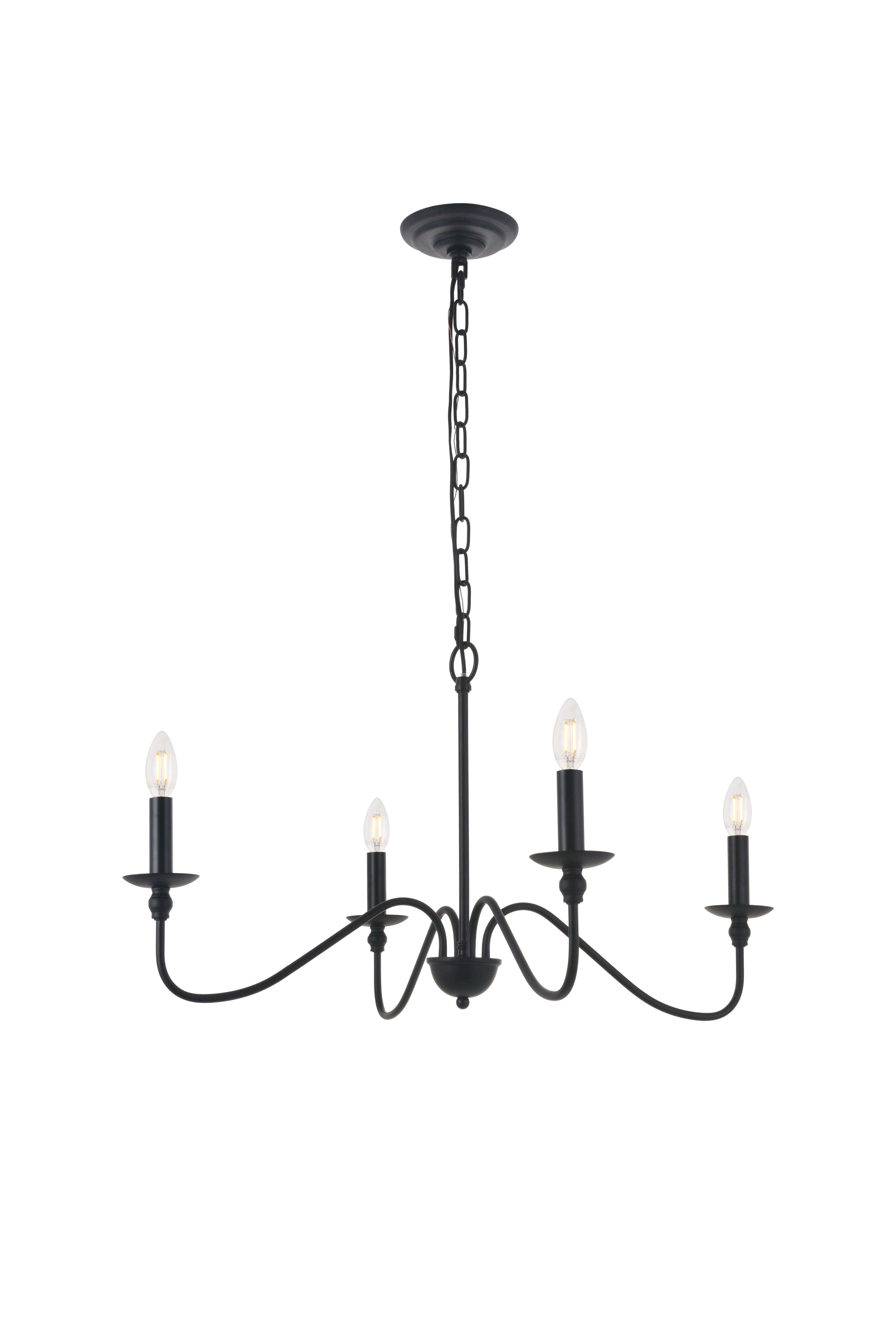 Living District Rohan 4 Light Matte Black Pendant, Matte Black, large
