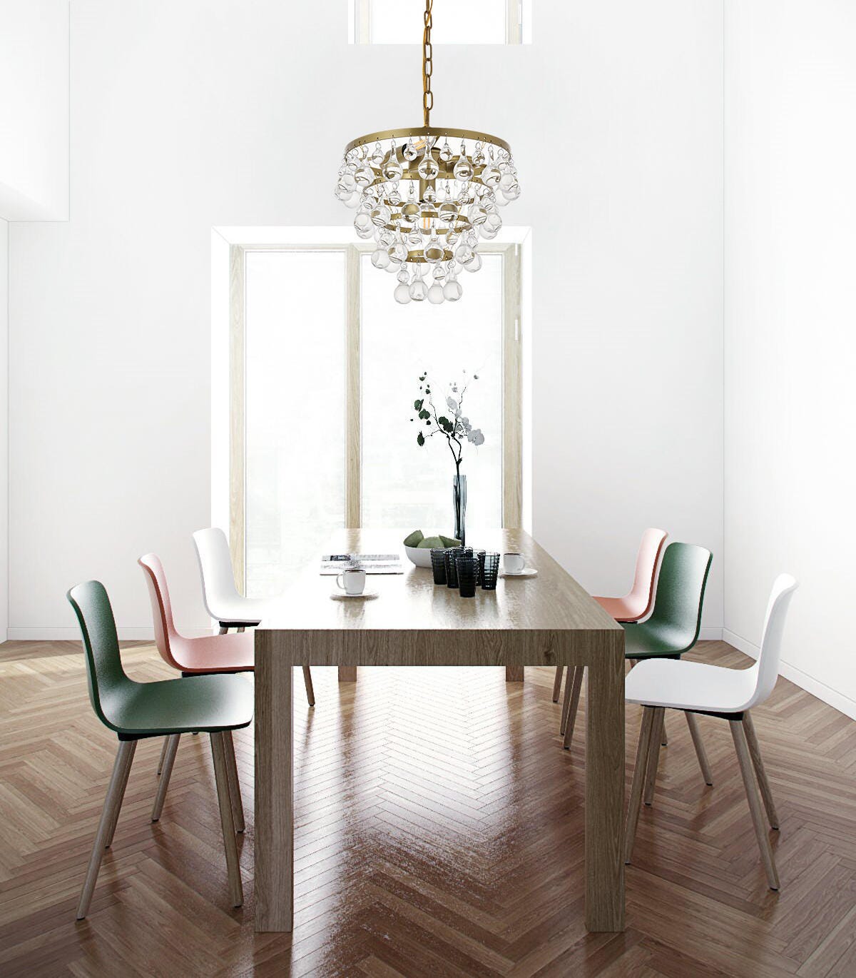 Living District Kora 3 Light Brass Pendant, Brass/Clear, rollover