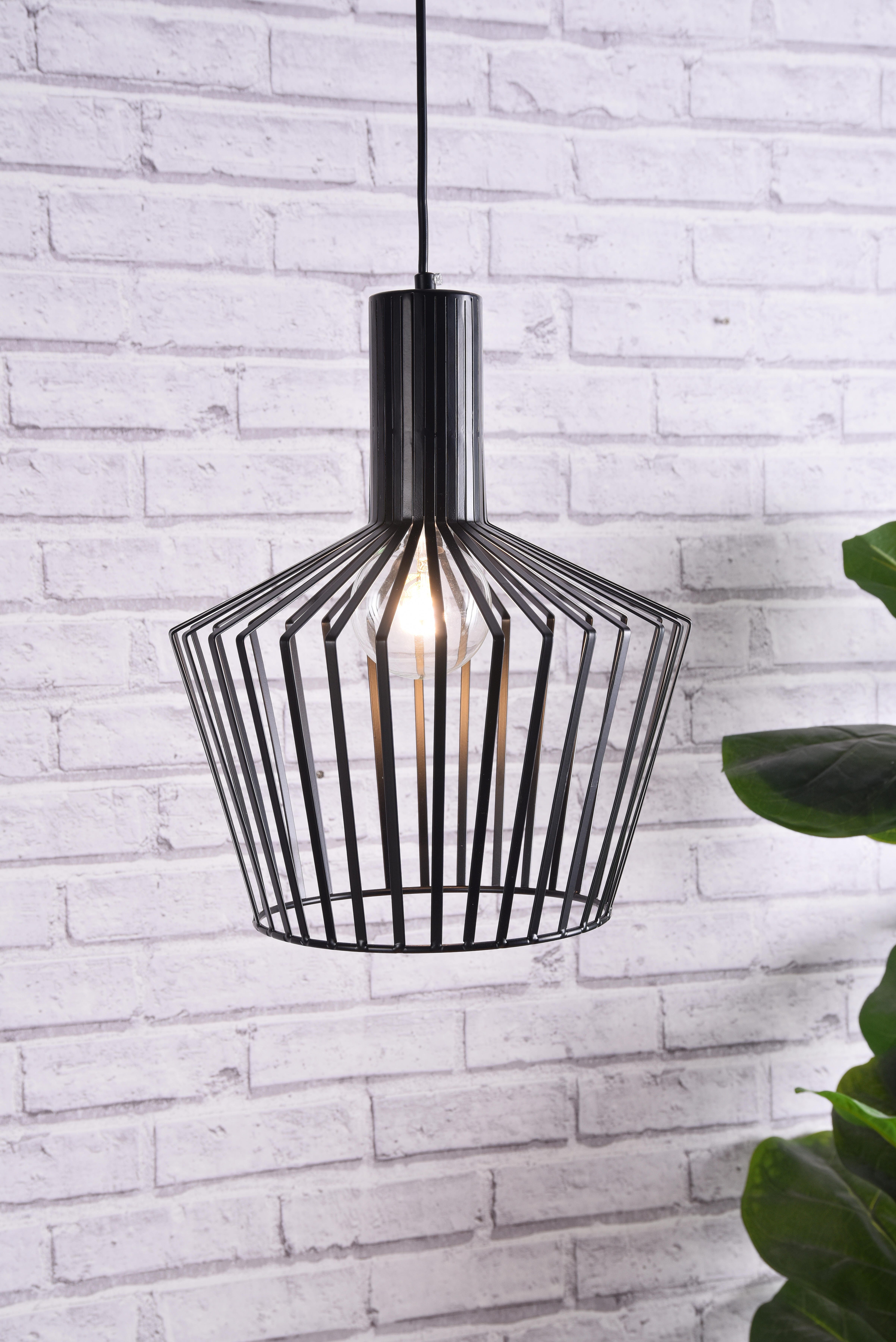 Living District Ronnie 1 Light Black Pendant, Black, large