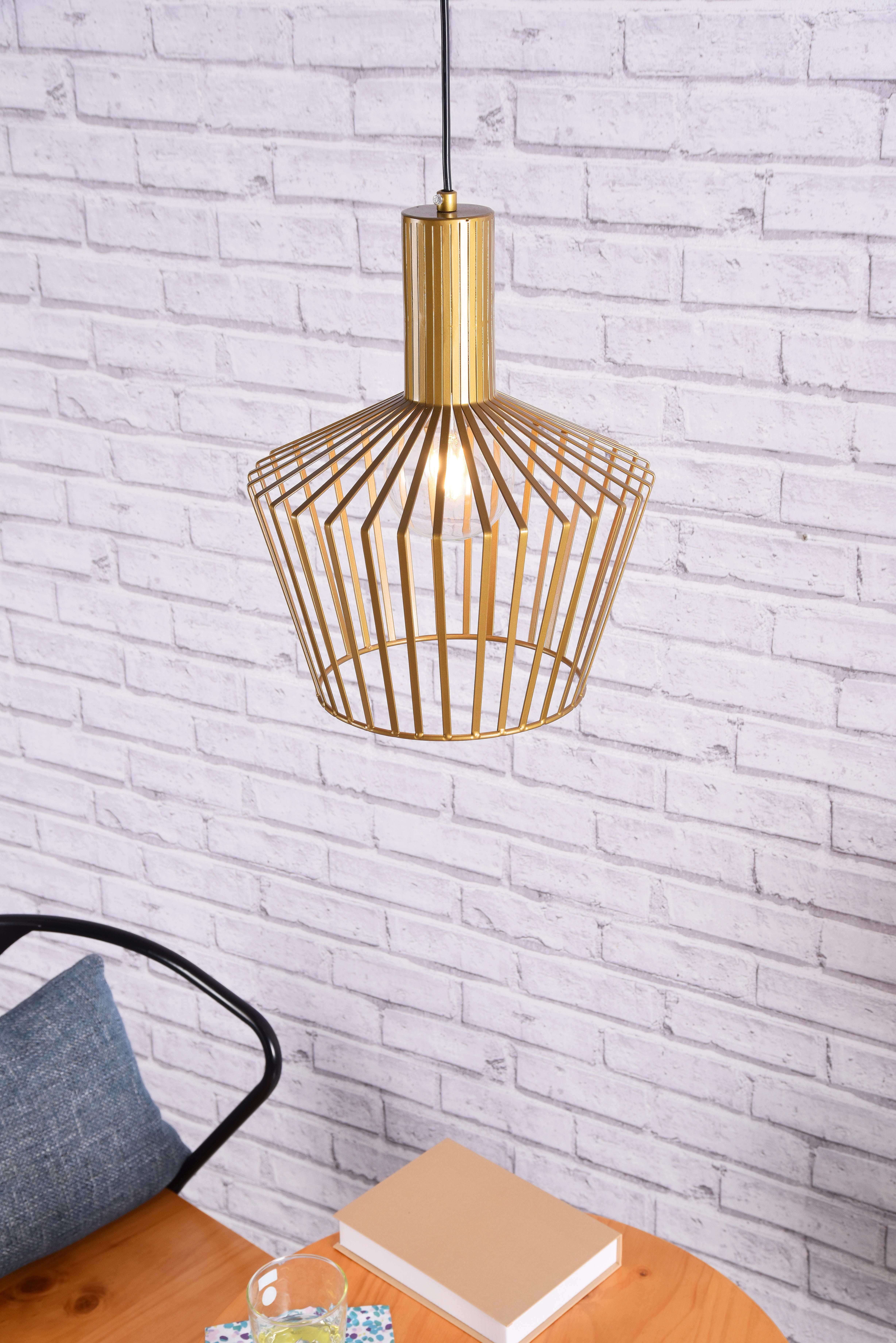 Living District Ronnie 1 Light Brass Pendant, Brass, large
