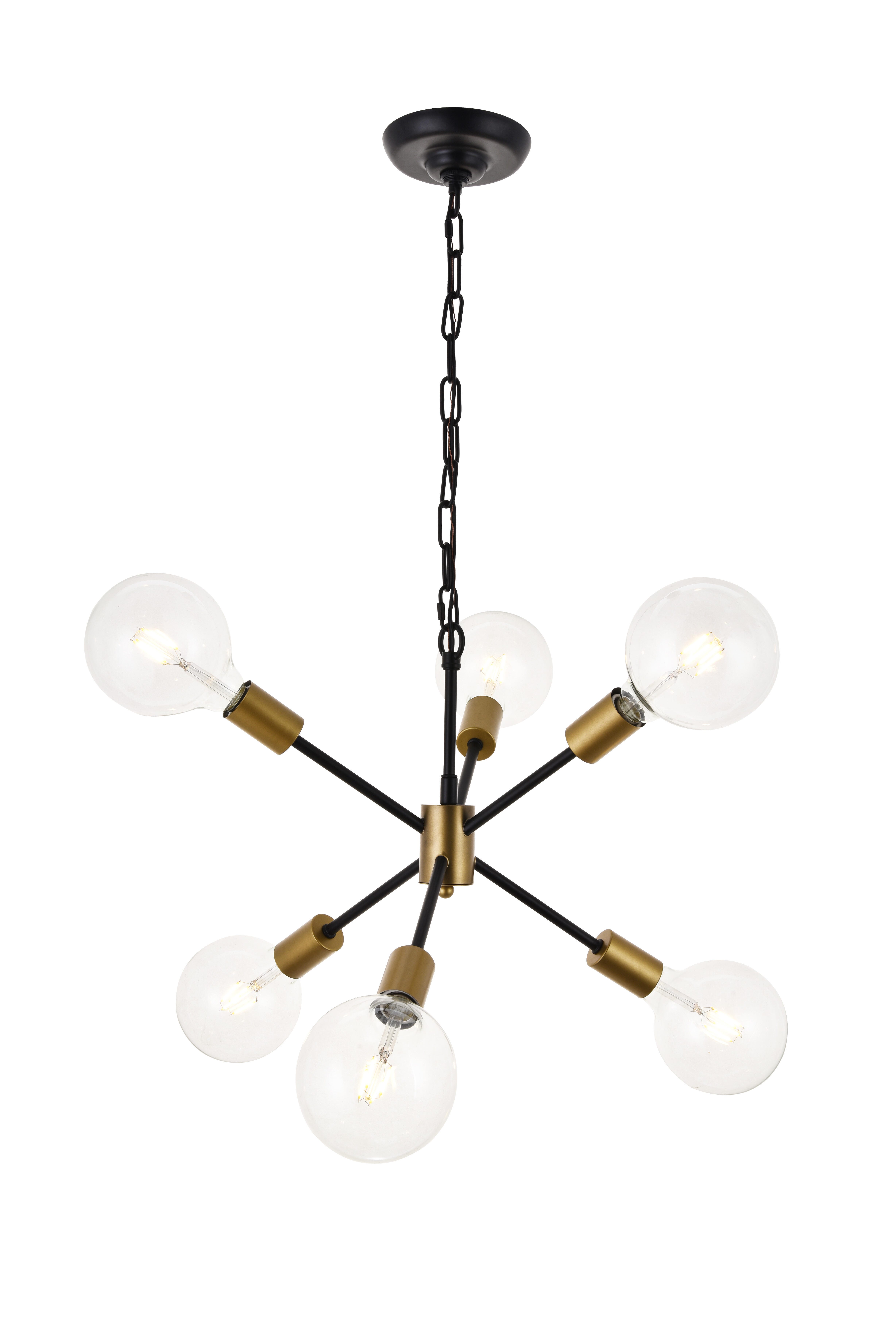 Living District Nolan 6 Light Matte Black Pendant, , large