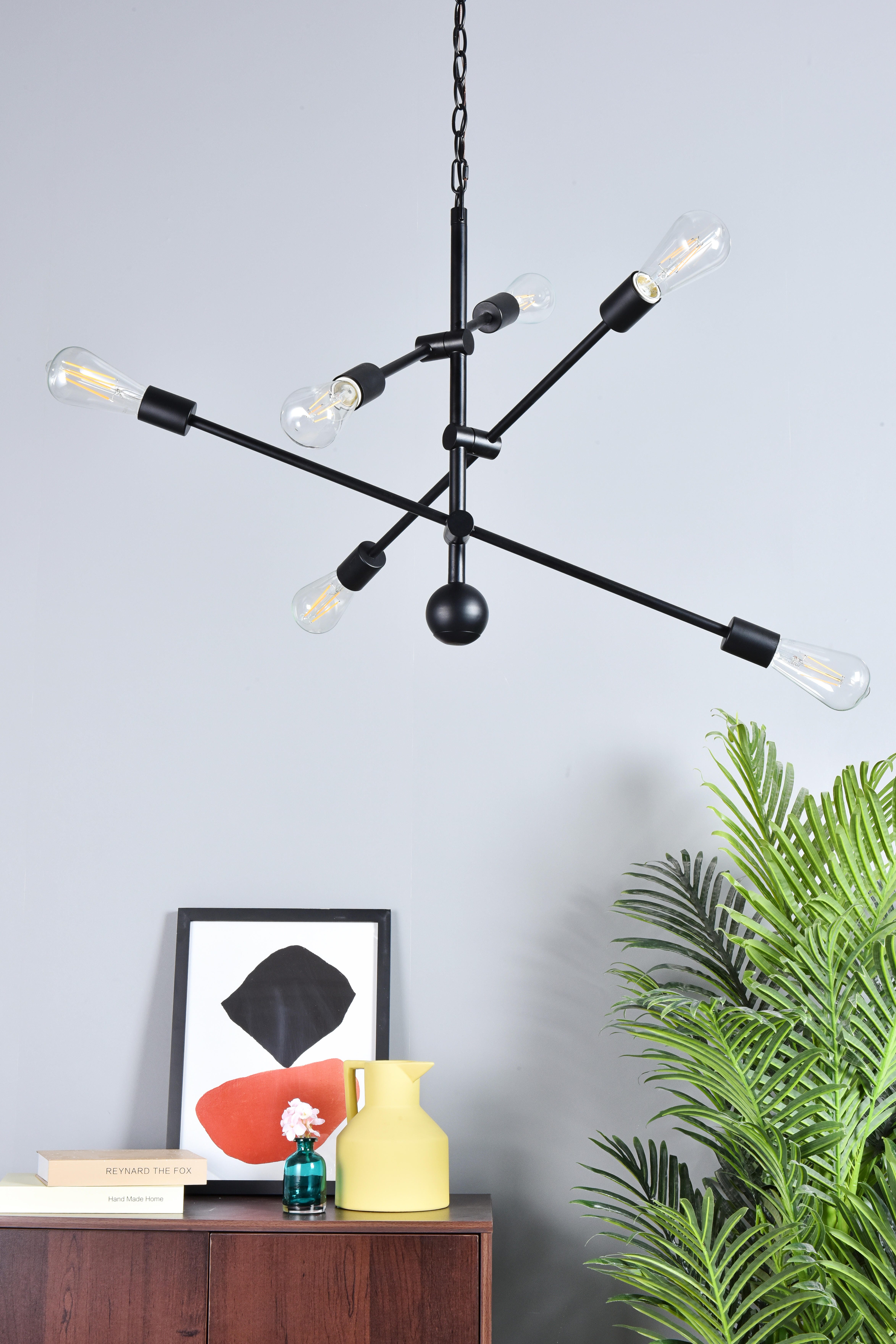 Living District Axel 6 Lights Black Pendant With Chain, , large